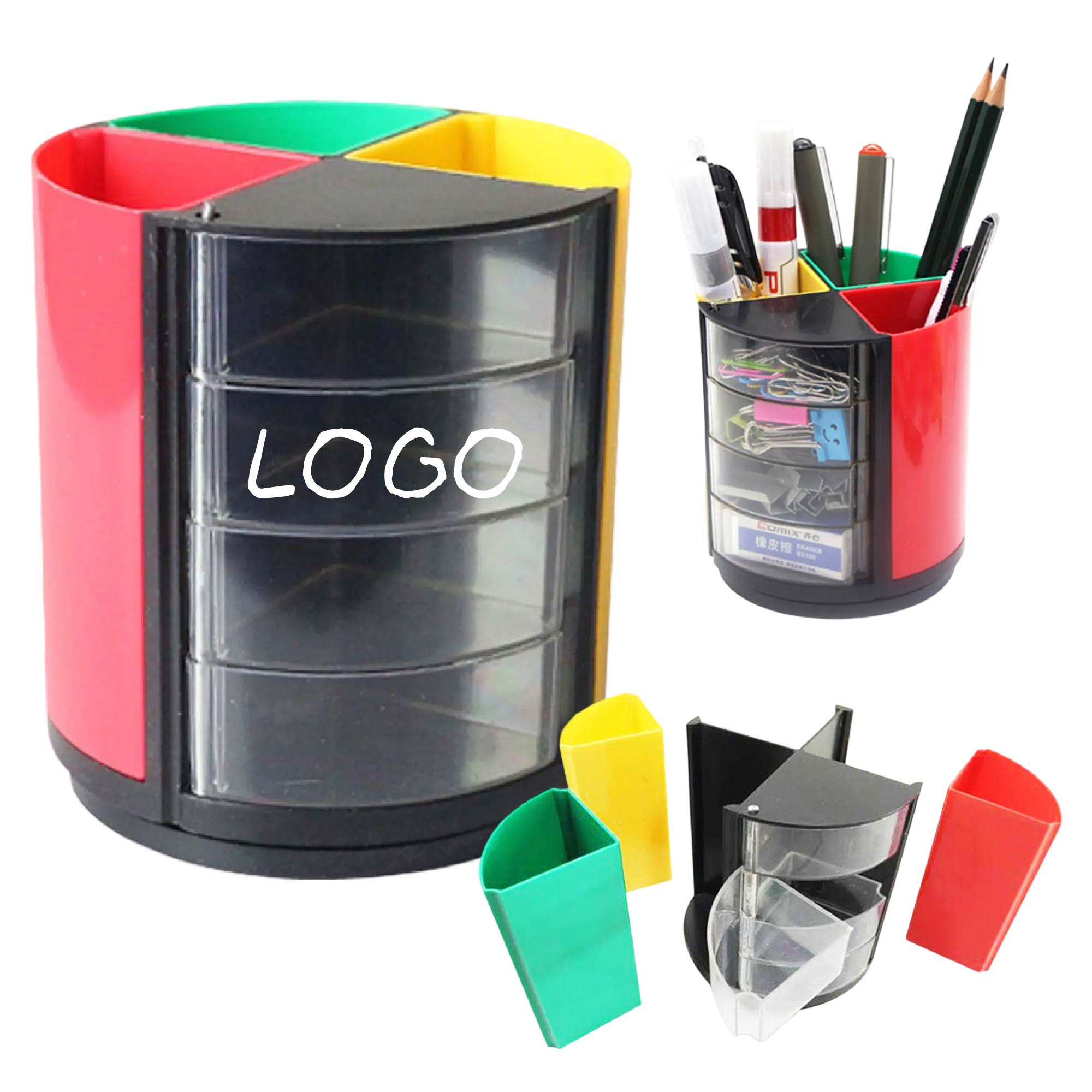 4 Compartment Cylindrical Stationary Holder 1