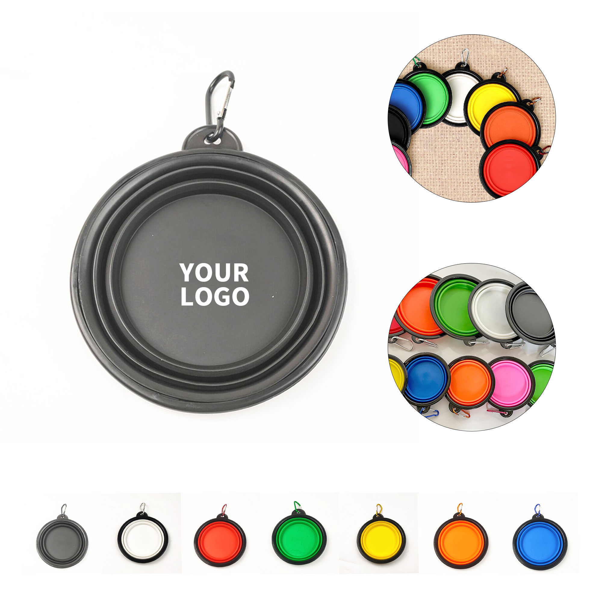 Collapsible Thermoplastic Elastomer Pet Bowl With Carabiner 2