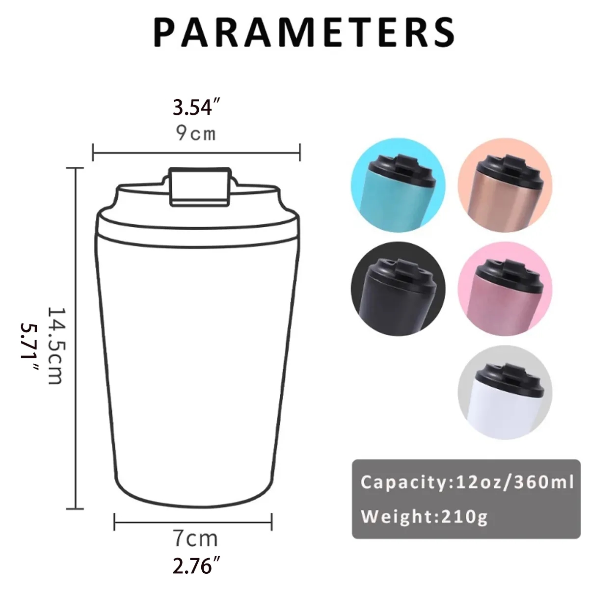 12 oz Stainless Steel Insulated Travel Coffee Mug 5