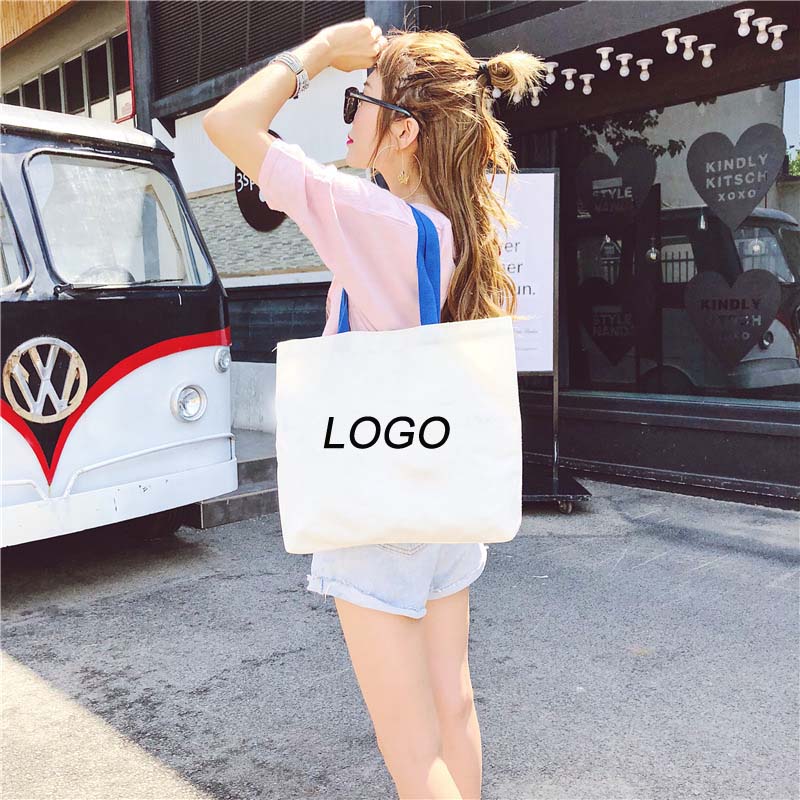 Customize Single Shoulder Canvas Tote Bag, custom tote bag with logo imprint 2