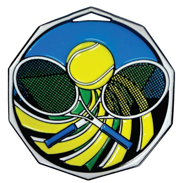 Tennis Decagon Colored Medallion (2")