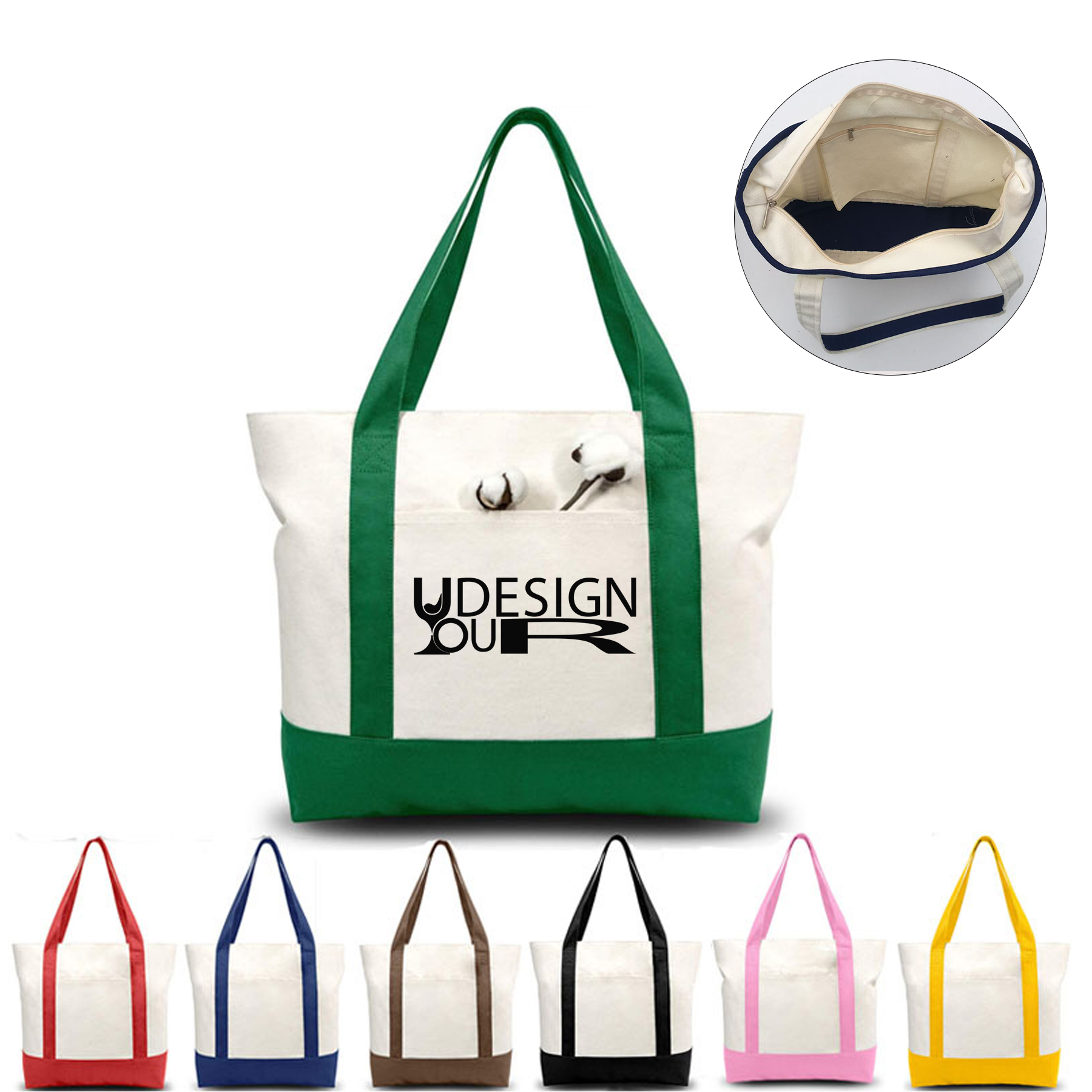 12 Oz Cotton Canvas Tote Bag Front Open Pocket 1