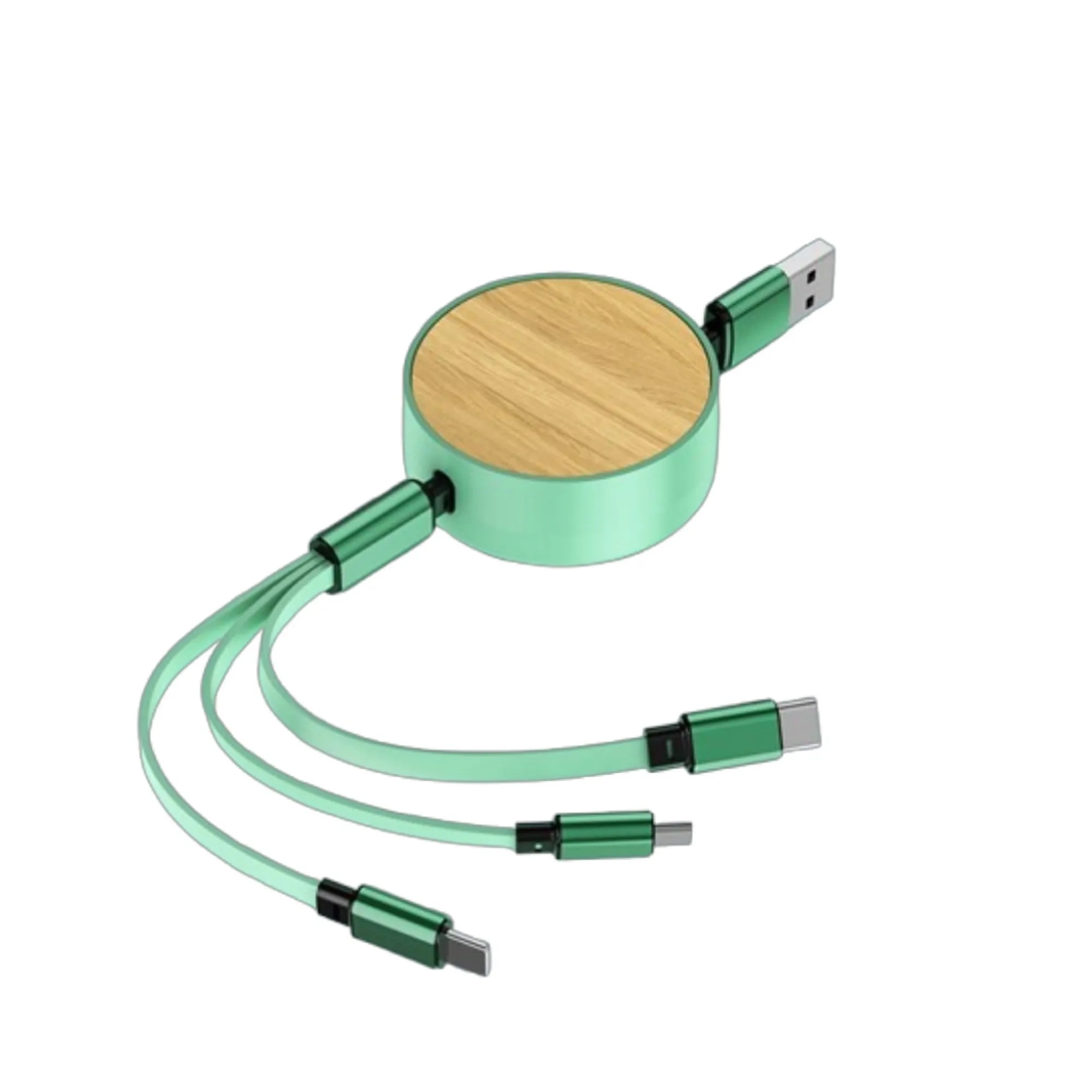 3-in-1 Bamboo Retractable Charging Cable 6