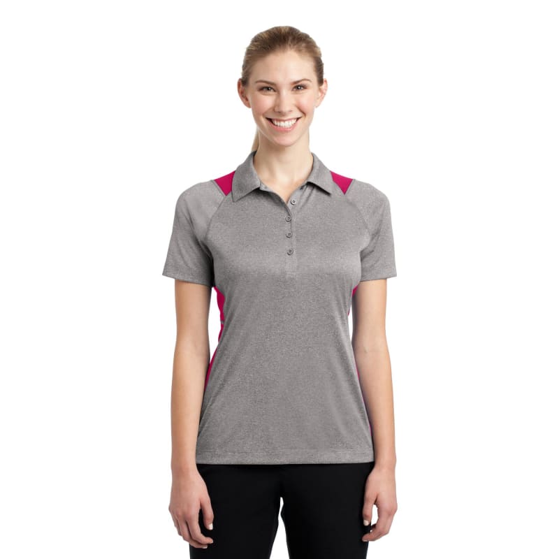 Sport-Tek Women's Heather Colorblock Contender Polo. 90