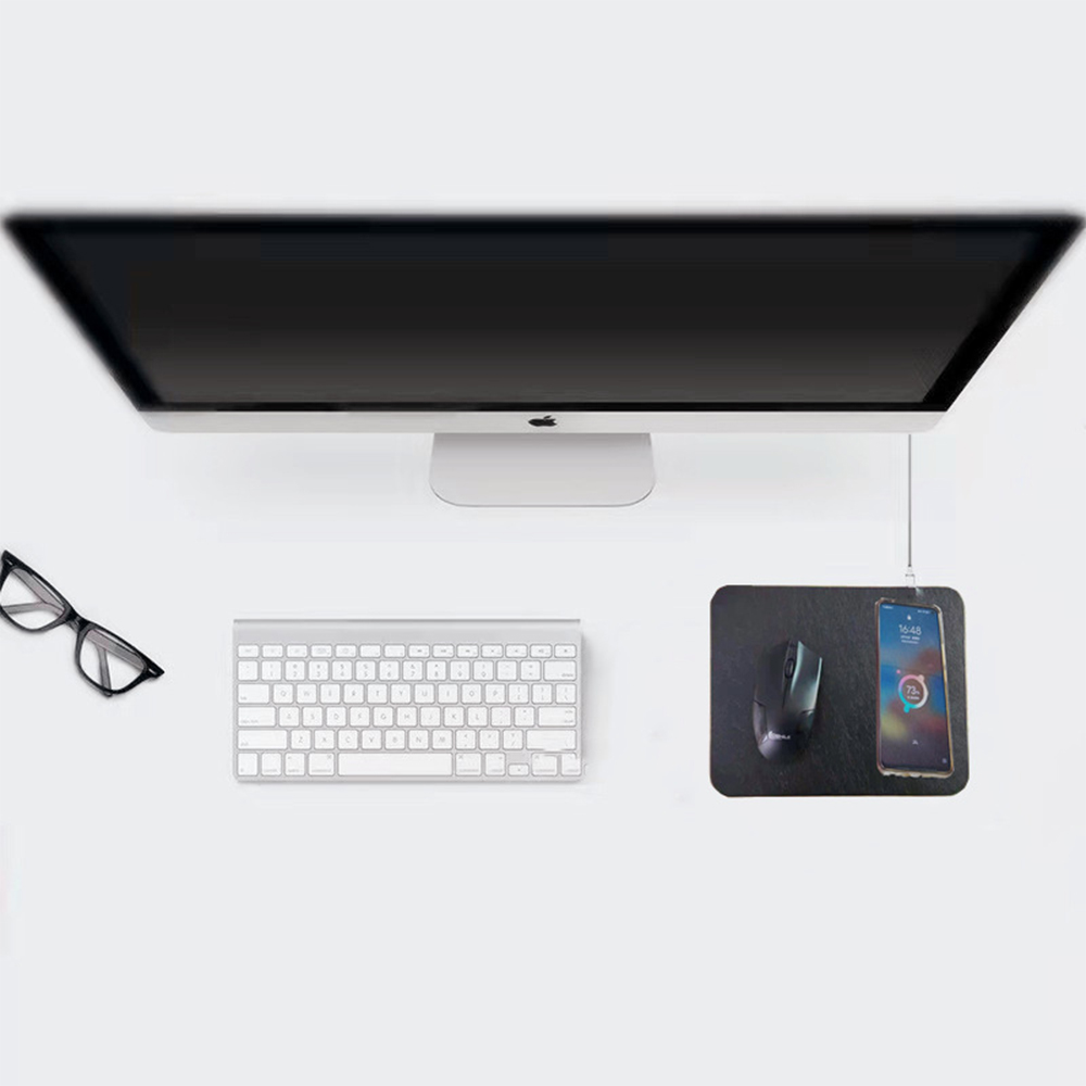 Faux Leather Mouse Pad with Wireless Charger 5
