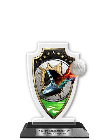 Acrylic Trophy: 6" Arrow Head, Golf Field Design, 2