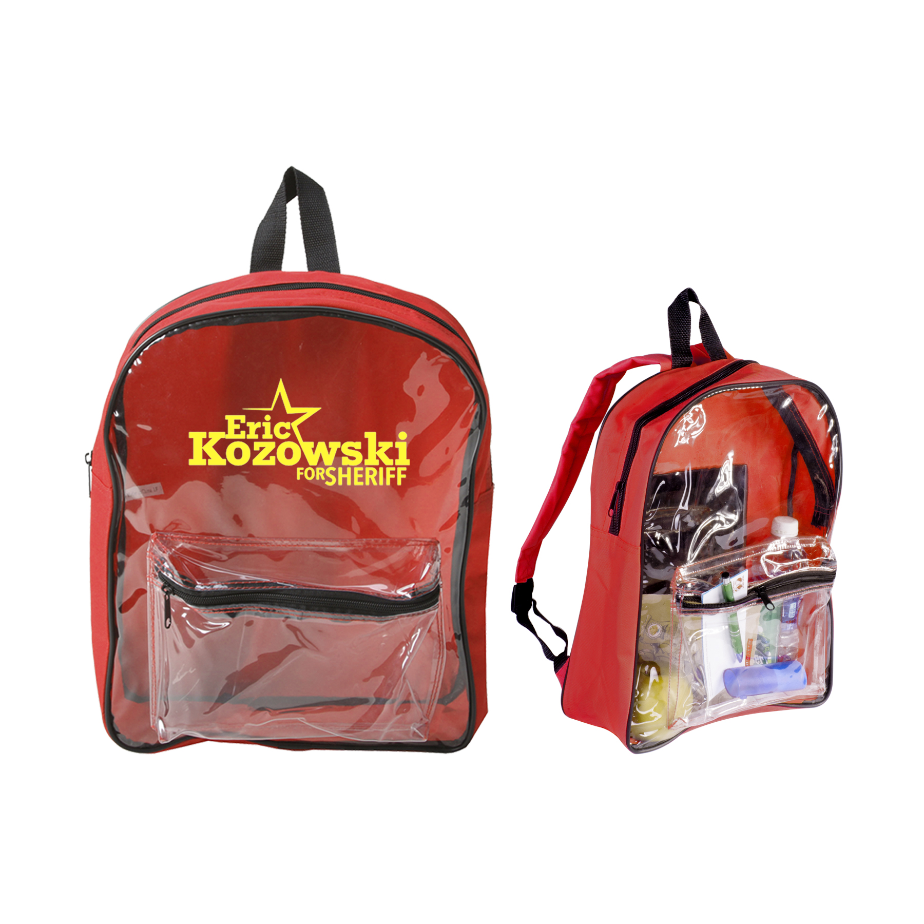 600D Poly W/Clear PVC Front Backpack (Bag, Backpack) 4
