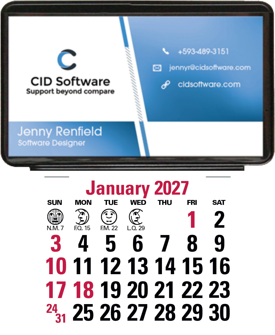 Triumph® Calendars Press-N-Stick Business Card Holder (No Imprint) With Calendar Pad 5