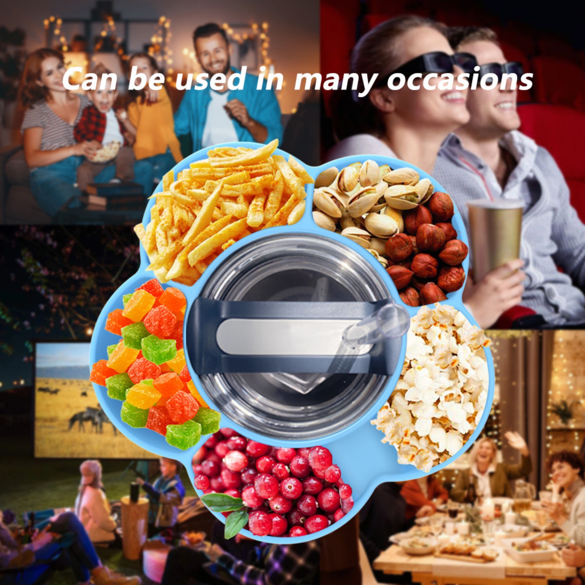 5 Compartment Silicone Snack Tray 6
