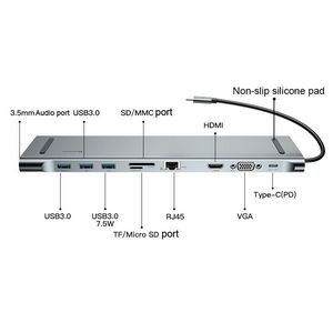 10 In 1 Usb C Hub For Laptop Type C 3