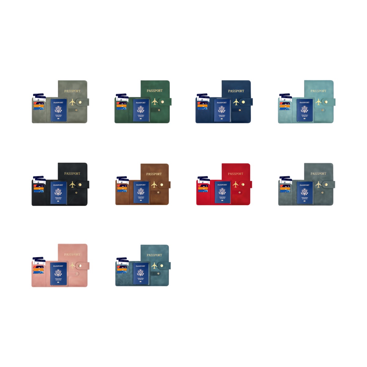 Simple Multifunctional PU Leather Passport Holder 2