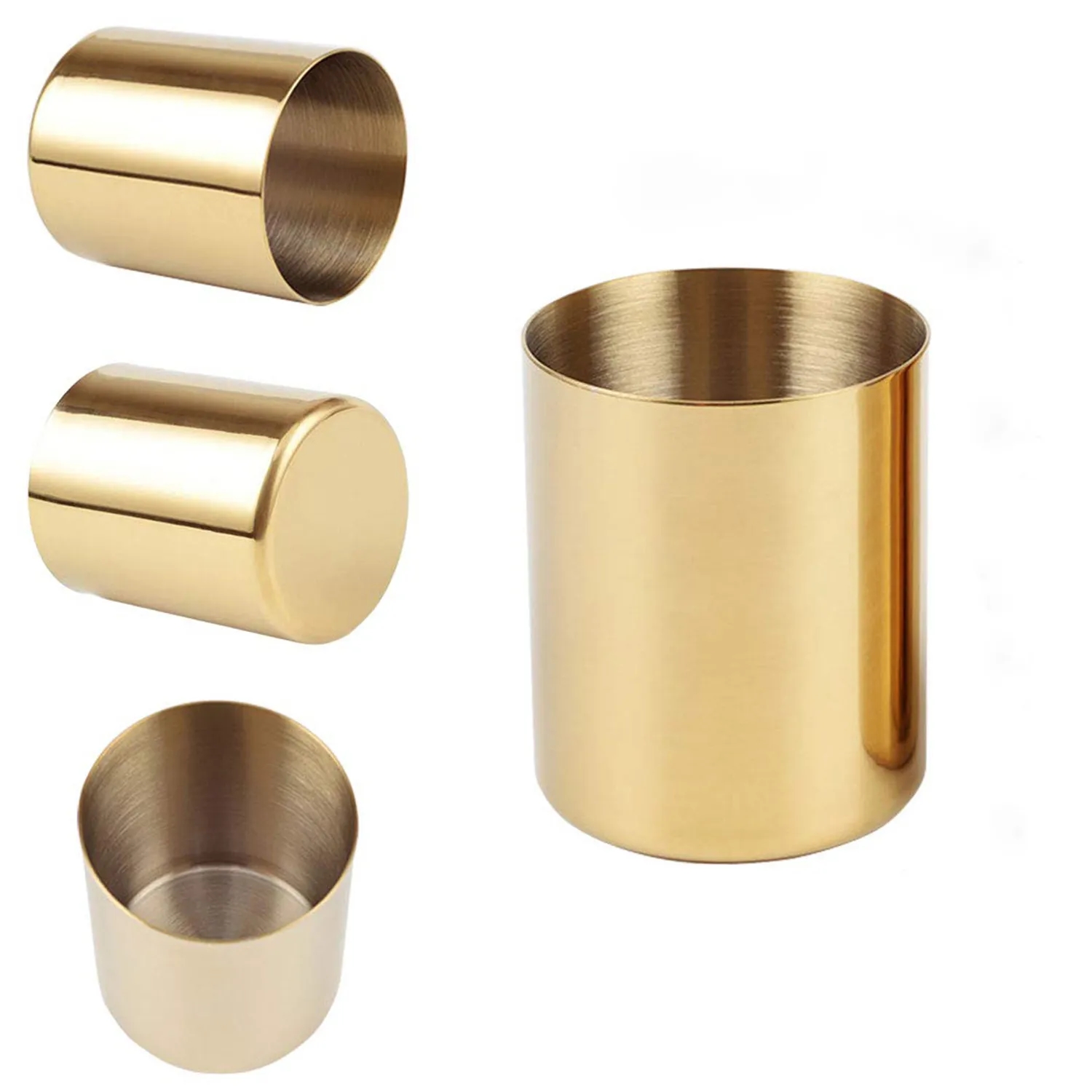 Gold Stainless Steel Pen Holder Cup 2