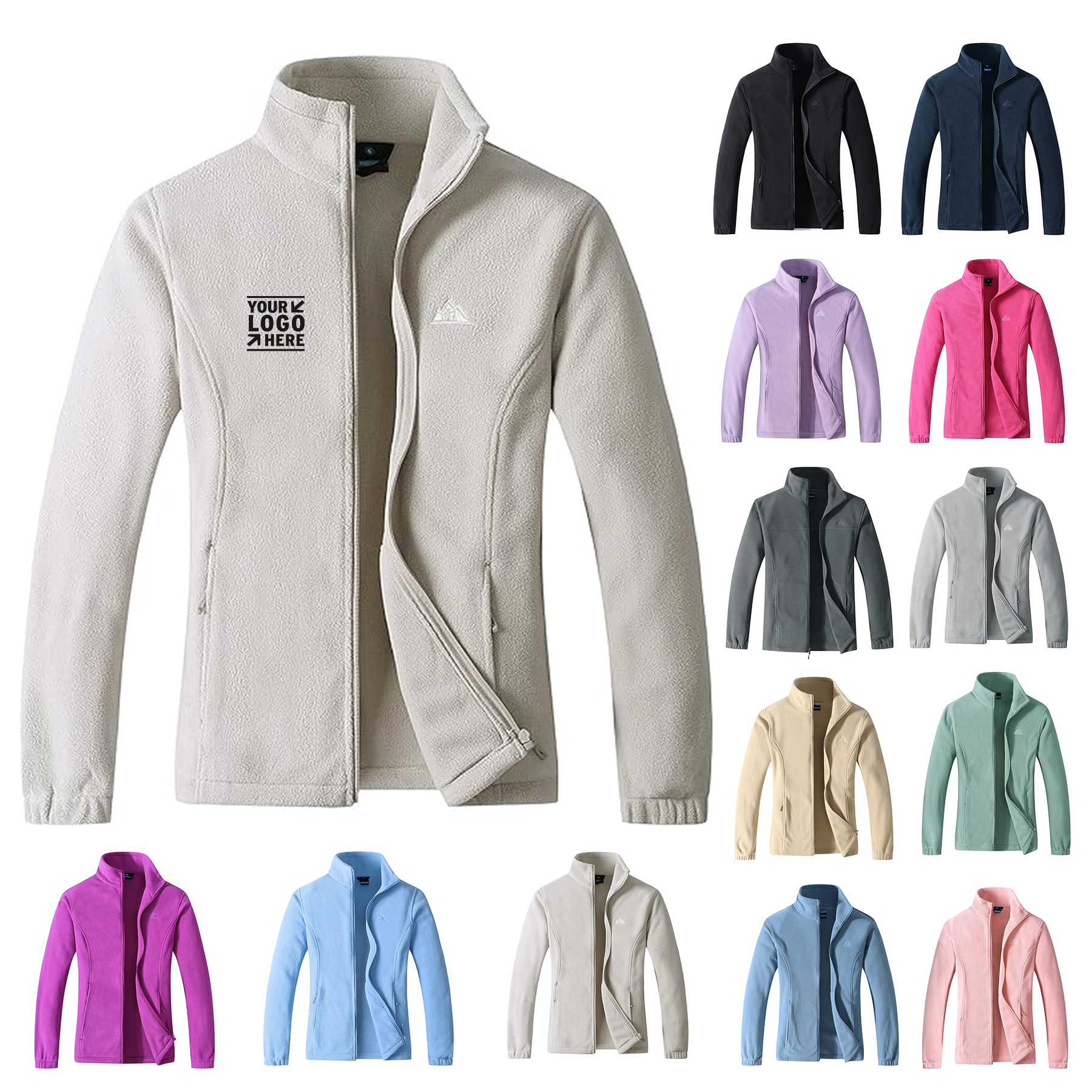 Women Lightweight Full Zip Soft Polar Fleece Jacket Outdoor Recreation Coat With Zipper Pockets
 2