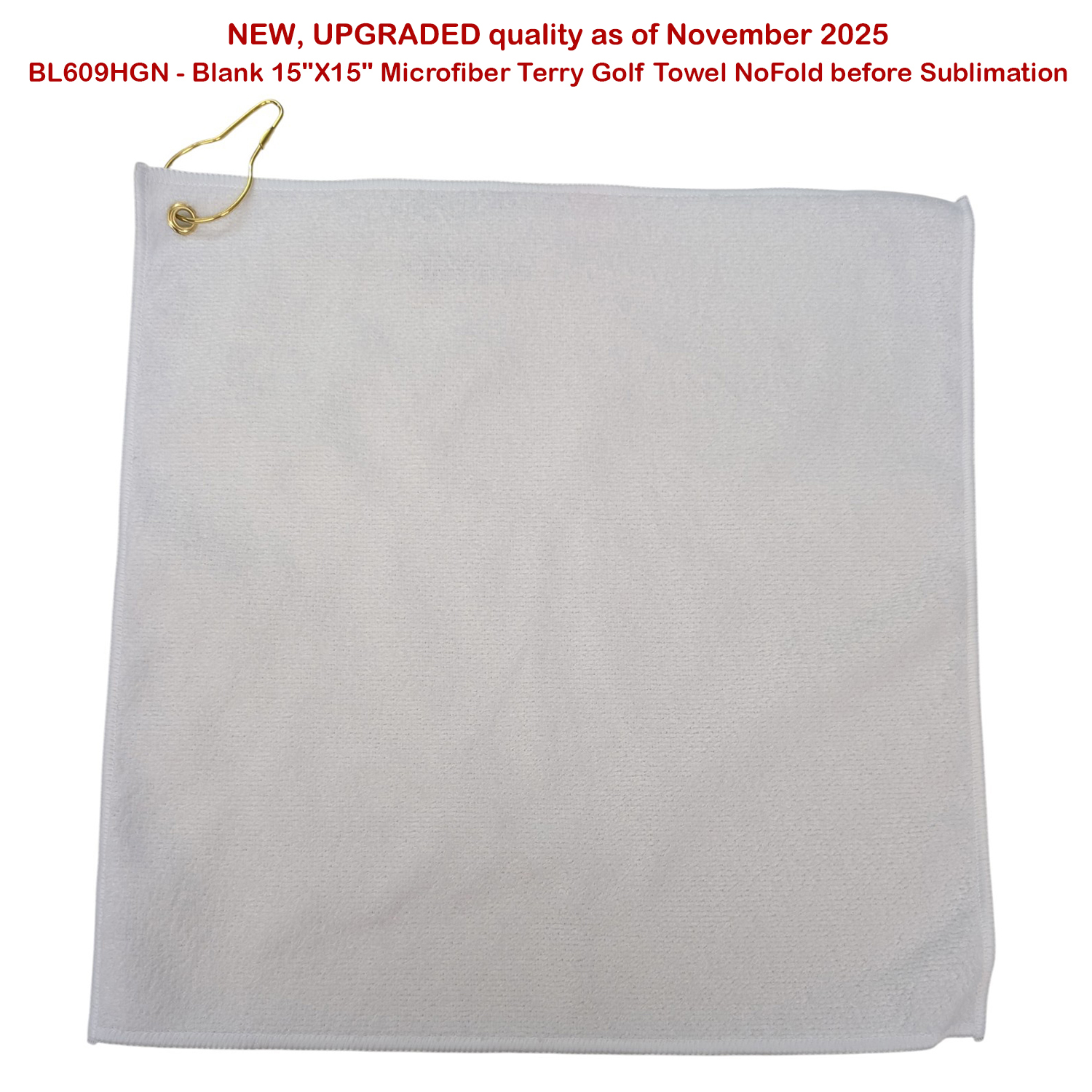 24 Hr Express Ship - Colored Microfiber Dri-Lite Terry Golf Towel, 15x15, Nofold Grommet & Hook 6