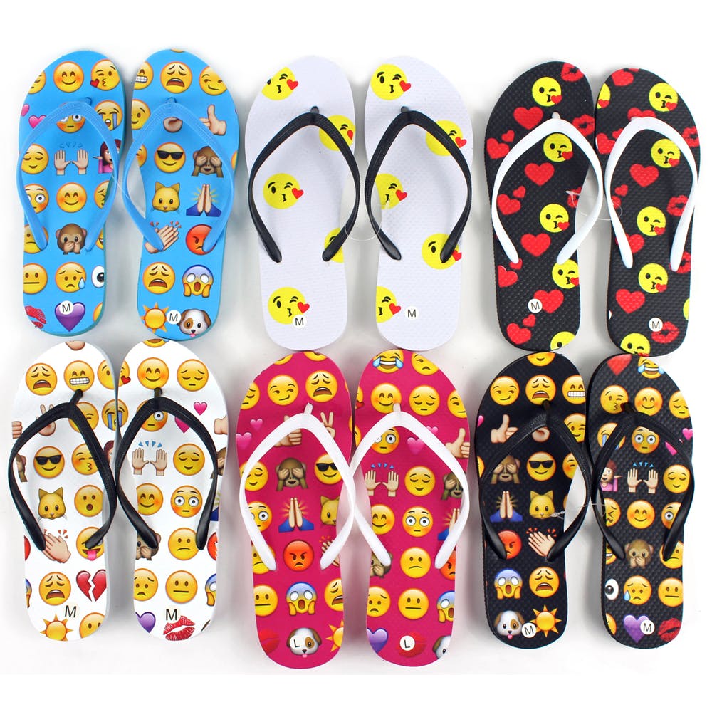 Women's Flip Flops - Emoji Print Sizes 5-11 2