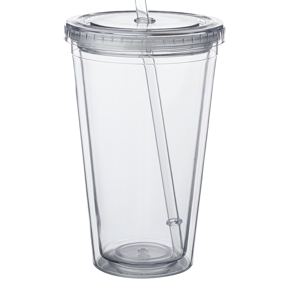 16 oz. Double Wall Acrylic Tumblers With Straws 2