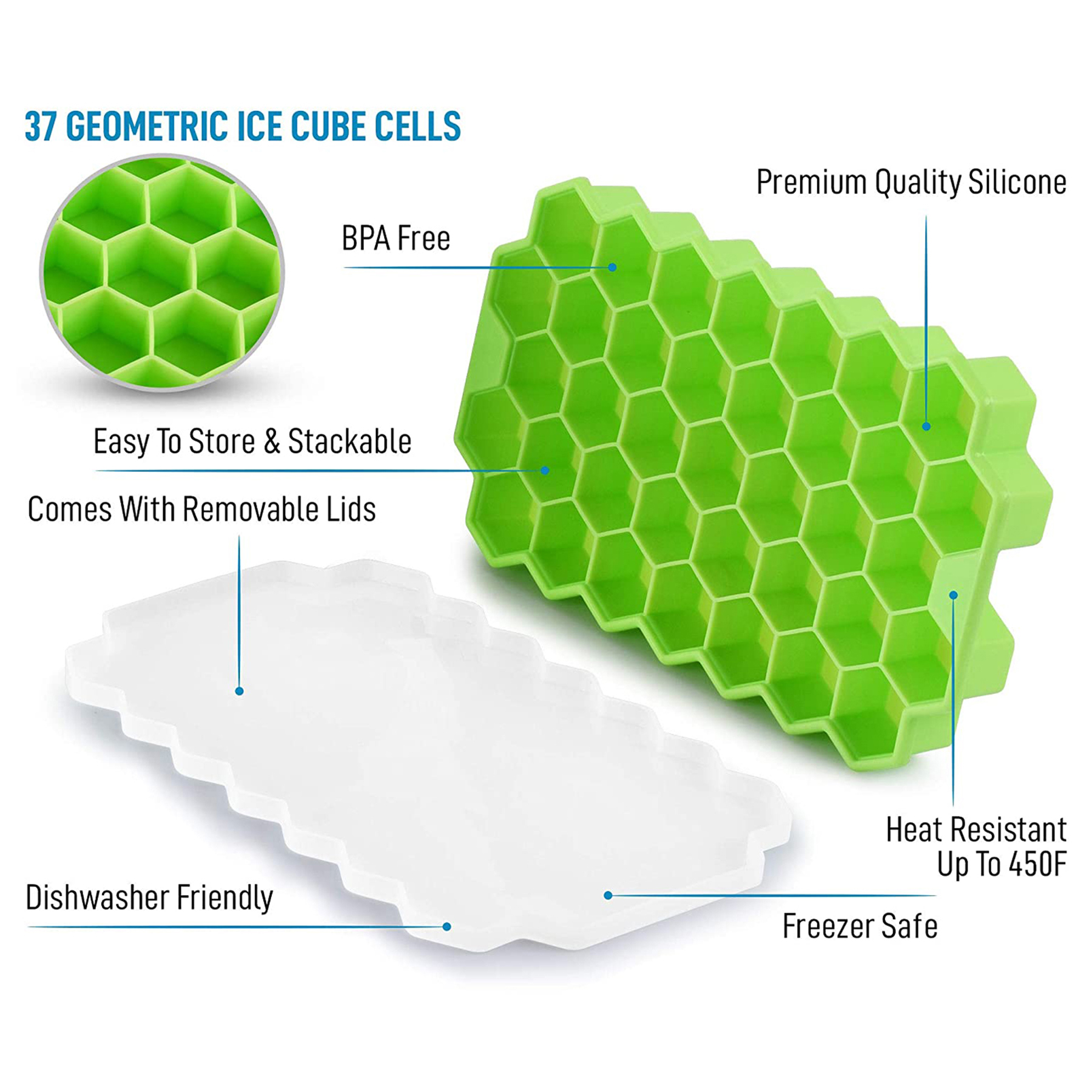 Silicone 37pcs Ice Cube Tray With Cover 4