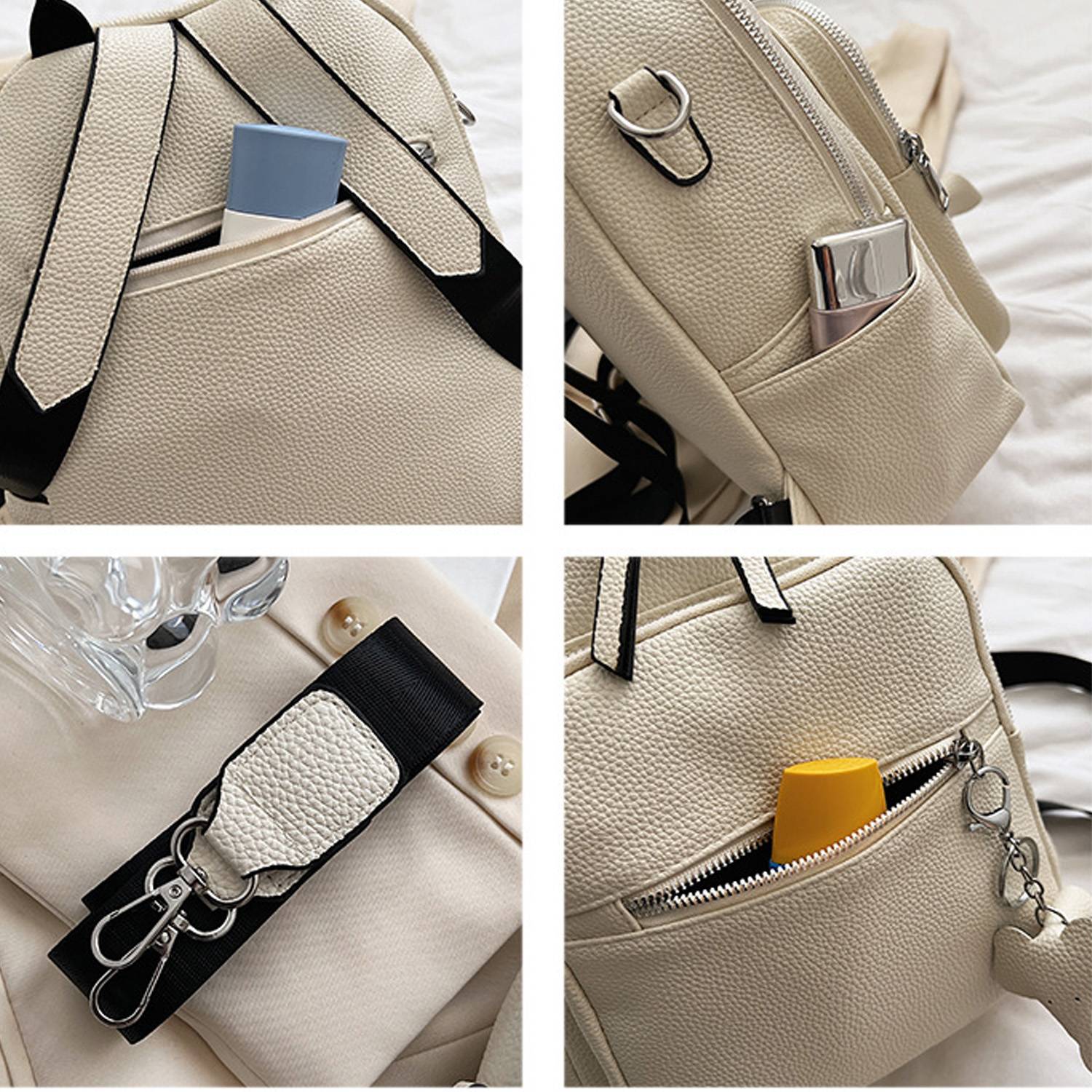 PU leather Large-capacity casual compact backpack 3