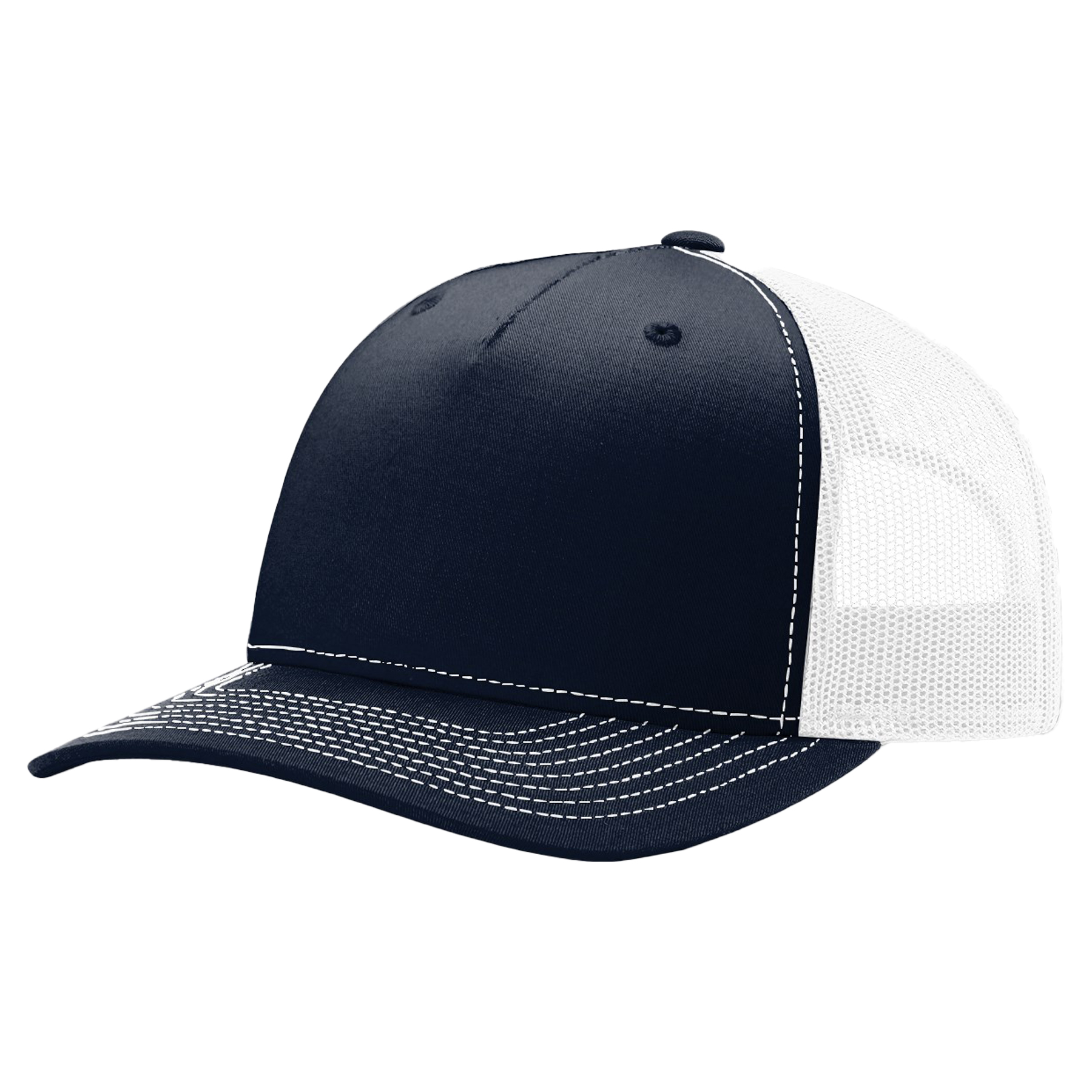 Richardson 112FP 5-Panel Snapback Trucker Hat w/Leatherette Adhesive Patches or Embroidery 4
