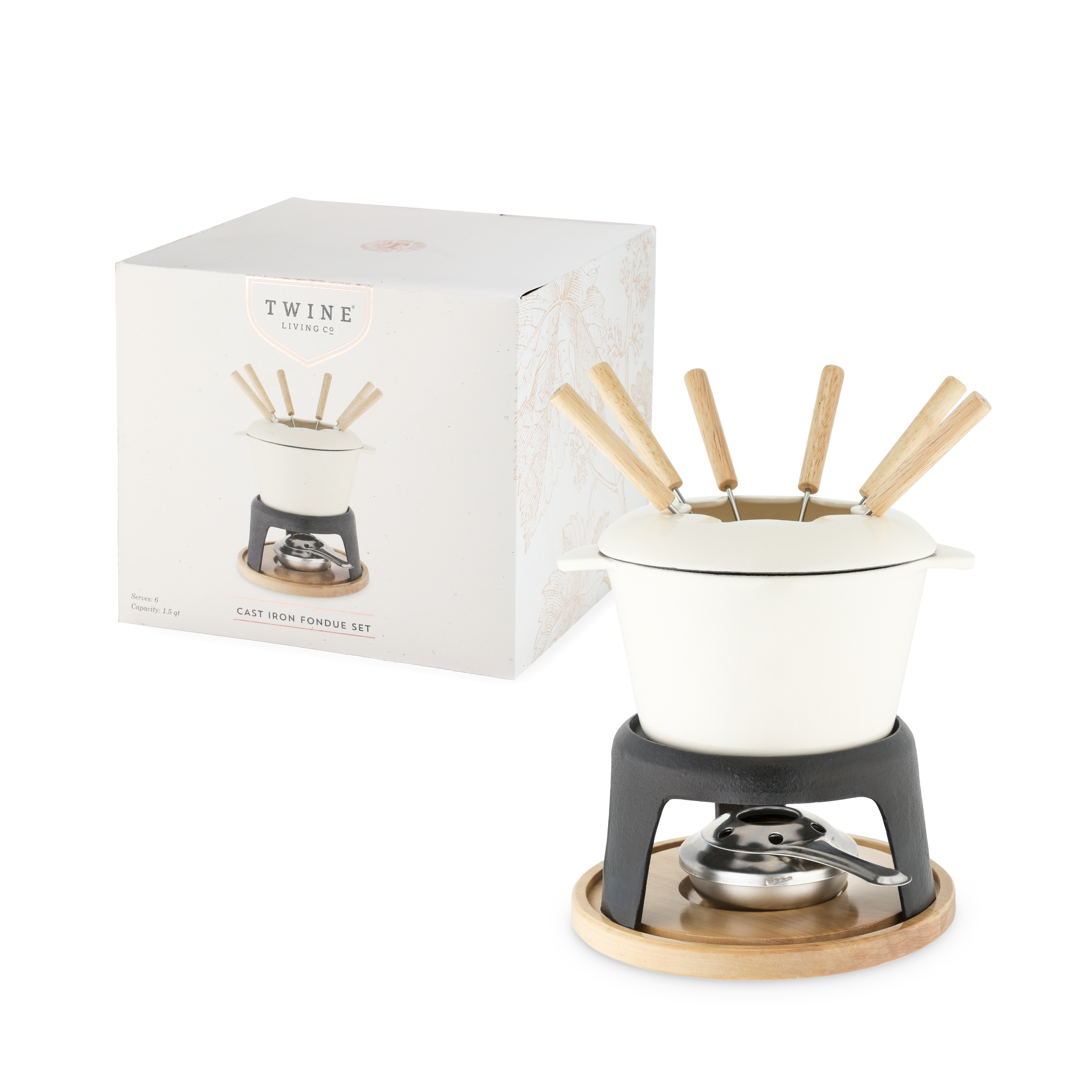 Twine Living® Cast Iron Fondue Set 5