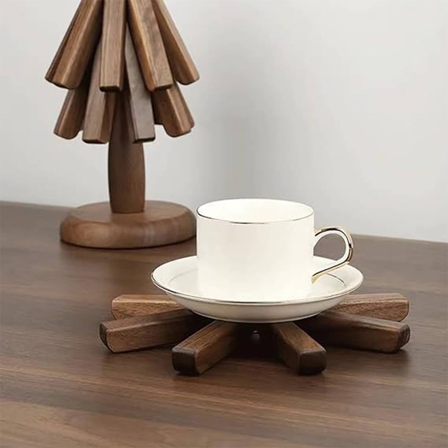 Christmas Tree Shape Black Walnut Heat Insulation Pad 4
