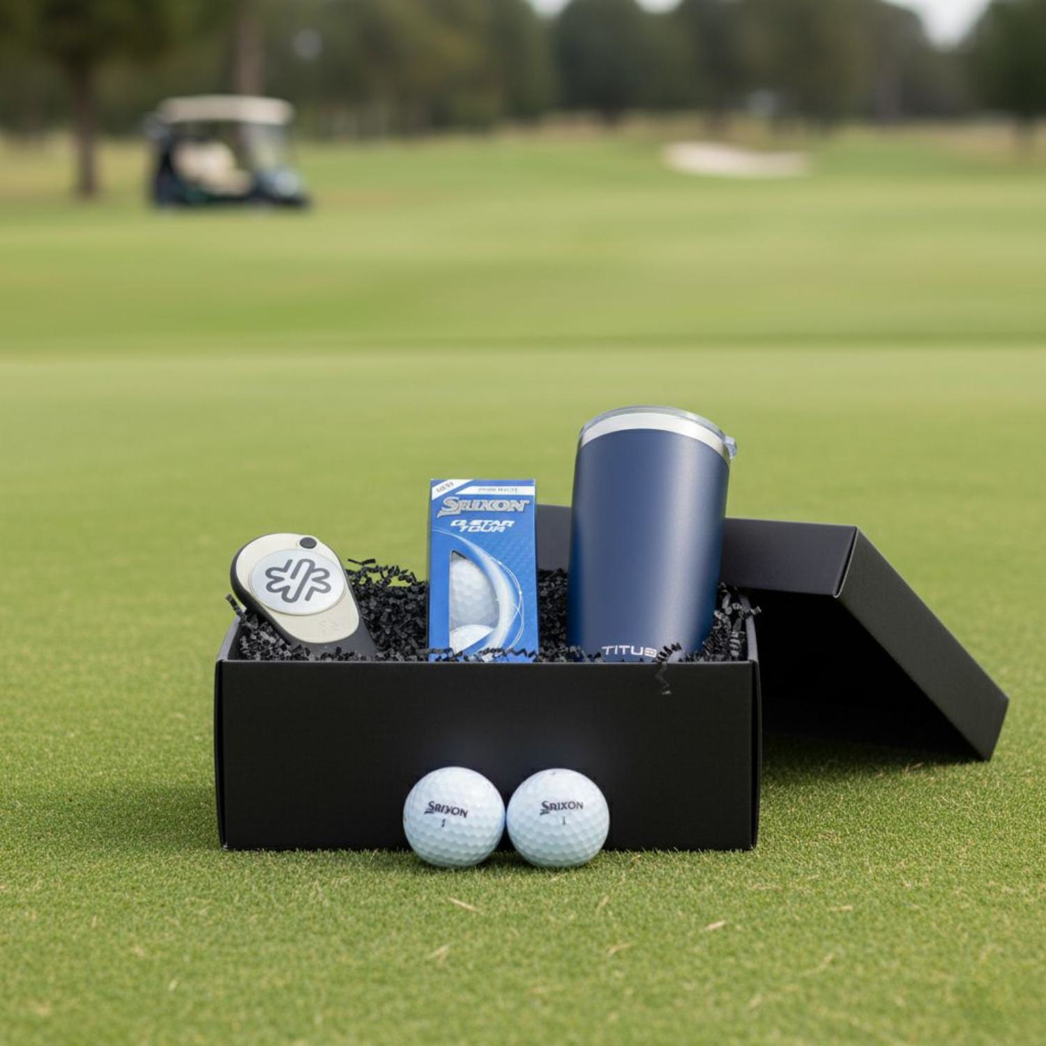 20 oz TiTUS® SS Tumbler, Srixon® Golf Balls & Pitchfix® Icon Divot Tool Gift Set 1