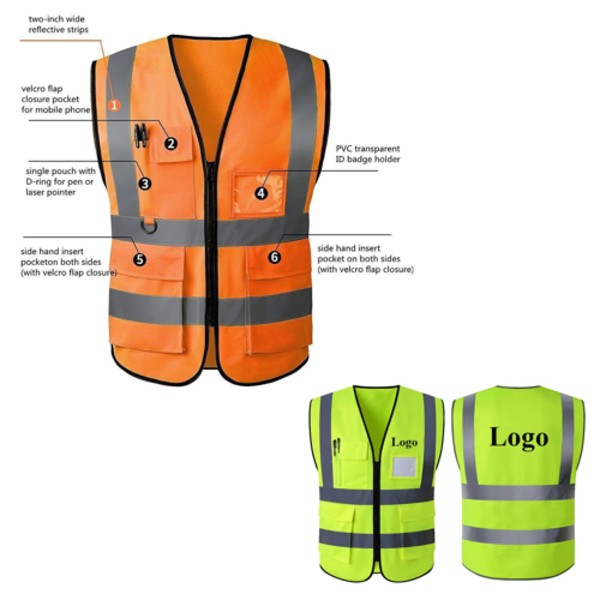 Visipro Front-Zip Reflective Safety Vest With Pockets - Interlock - Ansi 3 5