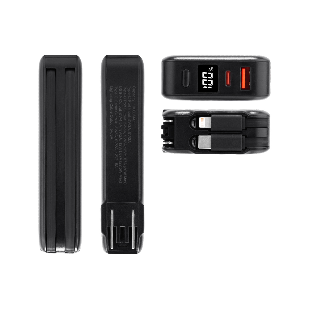 20W Corded Power Bank with Built-In AC Adapter (10,000mAh) 5