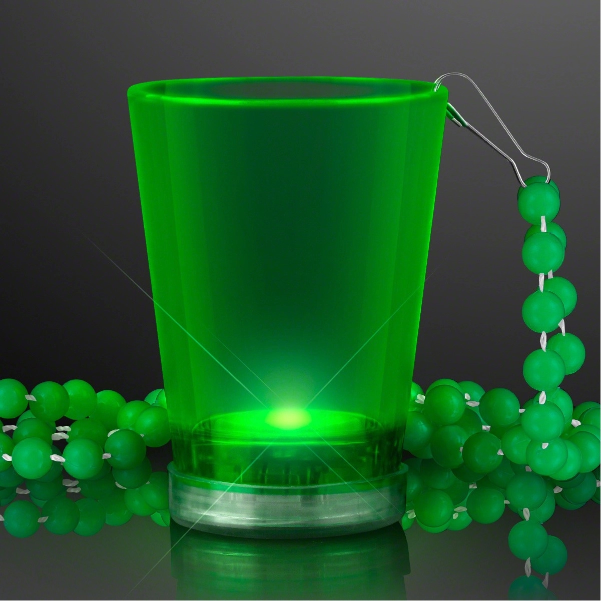 2 Oz. Light Up Green Shot Glass w/ Bead Necklace 8