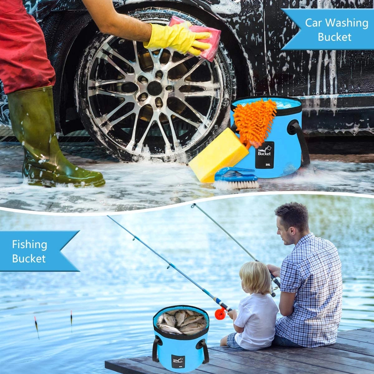 Collapsible Bucket For Camping Fishing Travelling 3