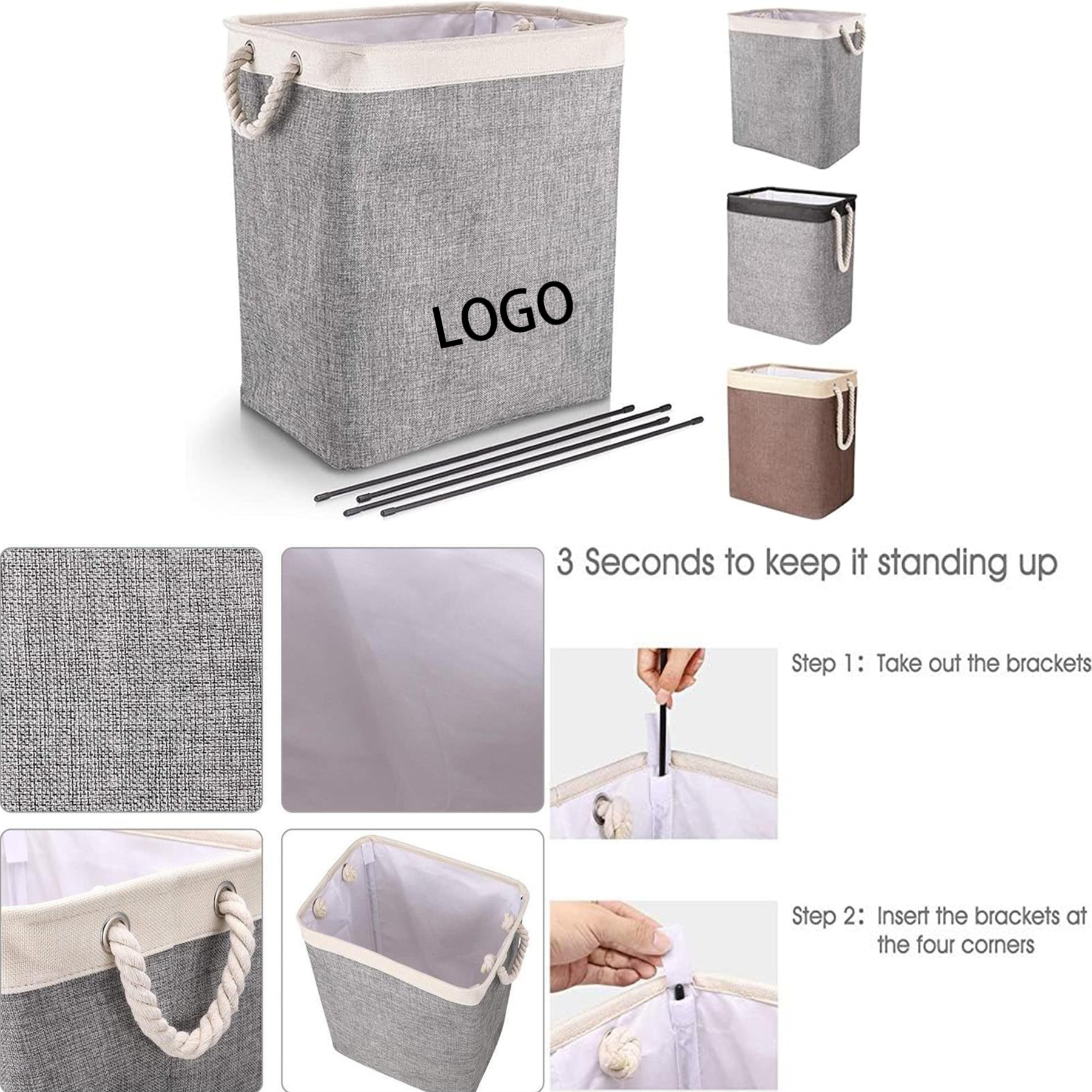 65L Laundry Basket with Handles 1