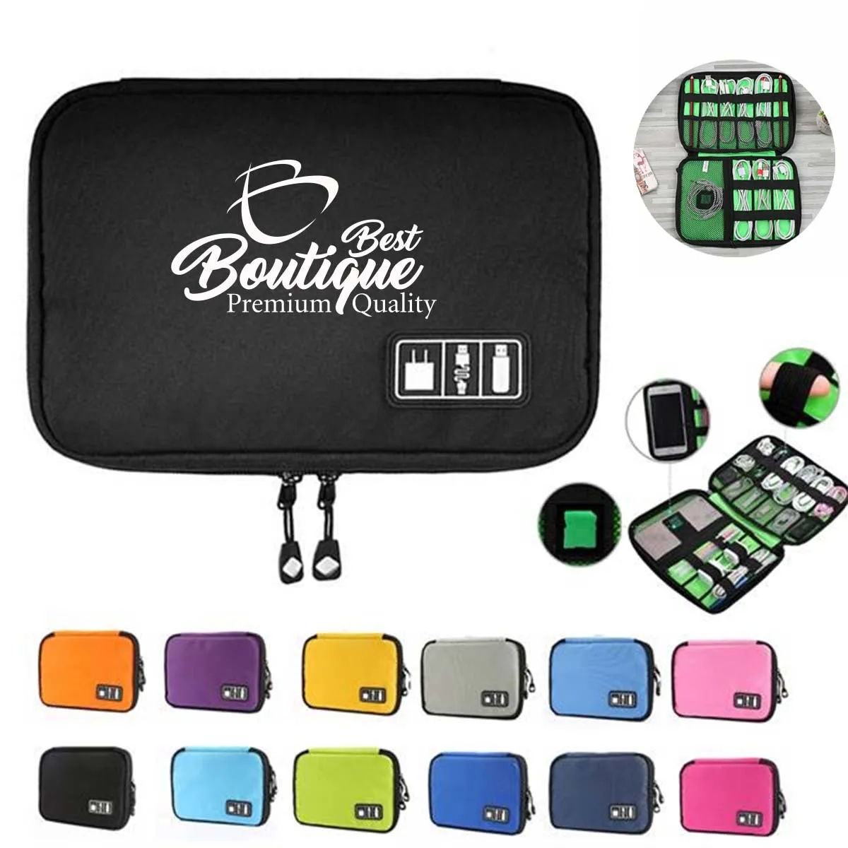 Custom Portable Reusable Travel Cable Organizer Bags Case 6
