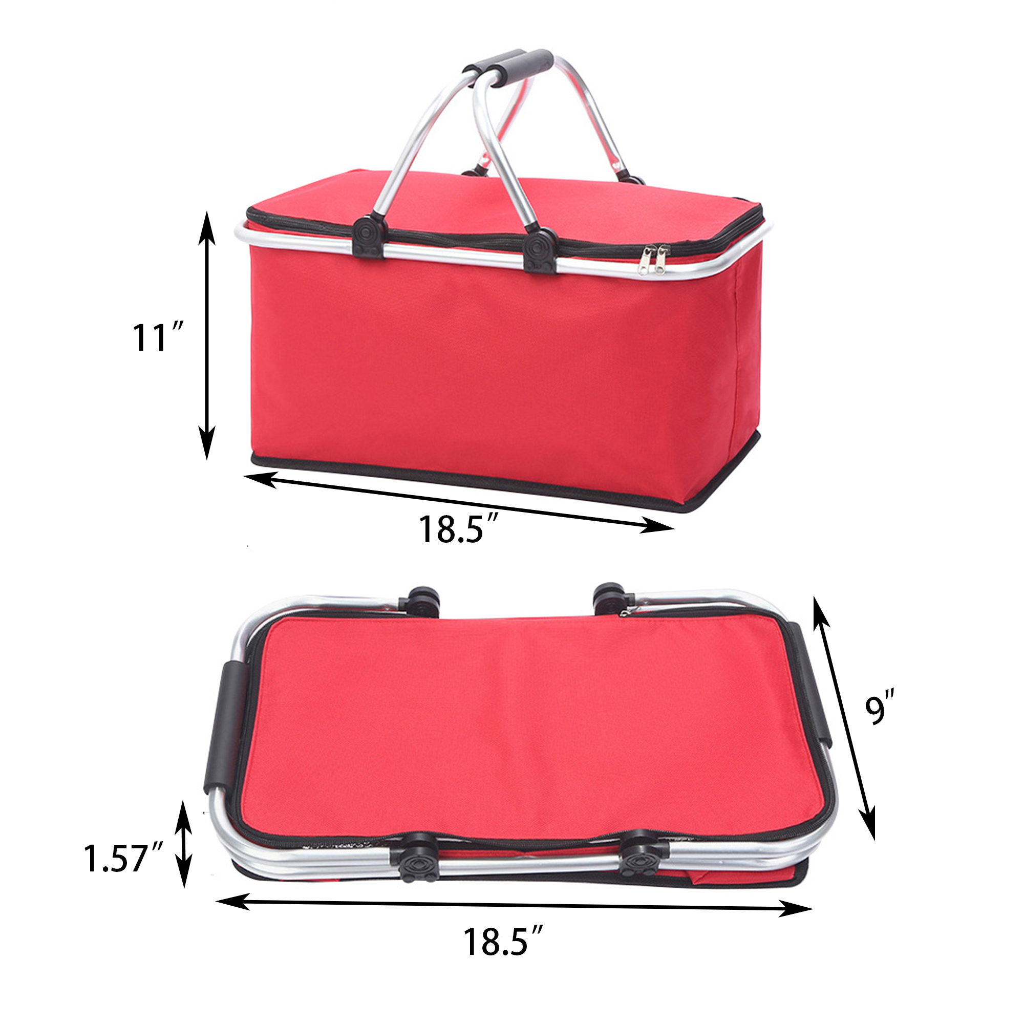 Portable Collapsible Insulated Picnic Basket with Handles 1