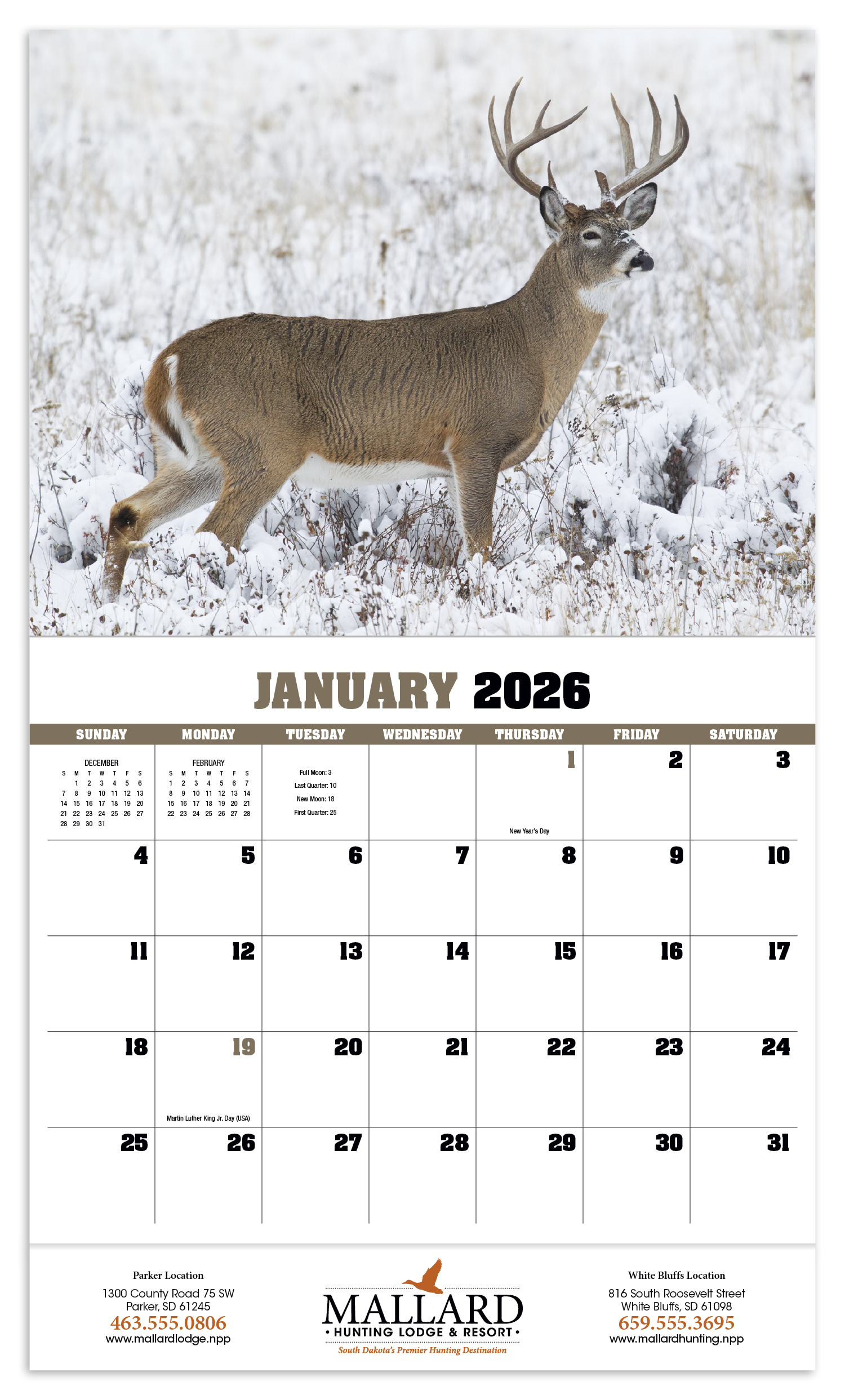 HotLine® Products Trophy Whitetail Deer Appointment Calendar - Stapled 13
