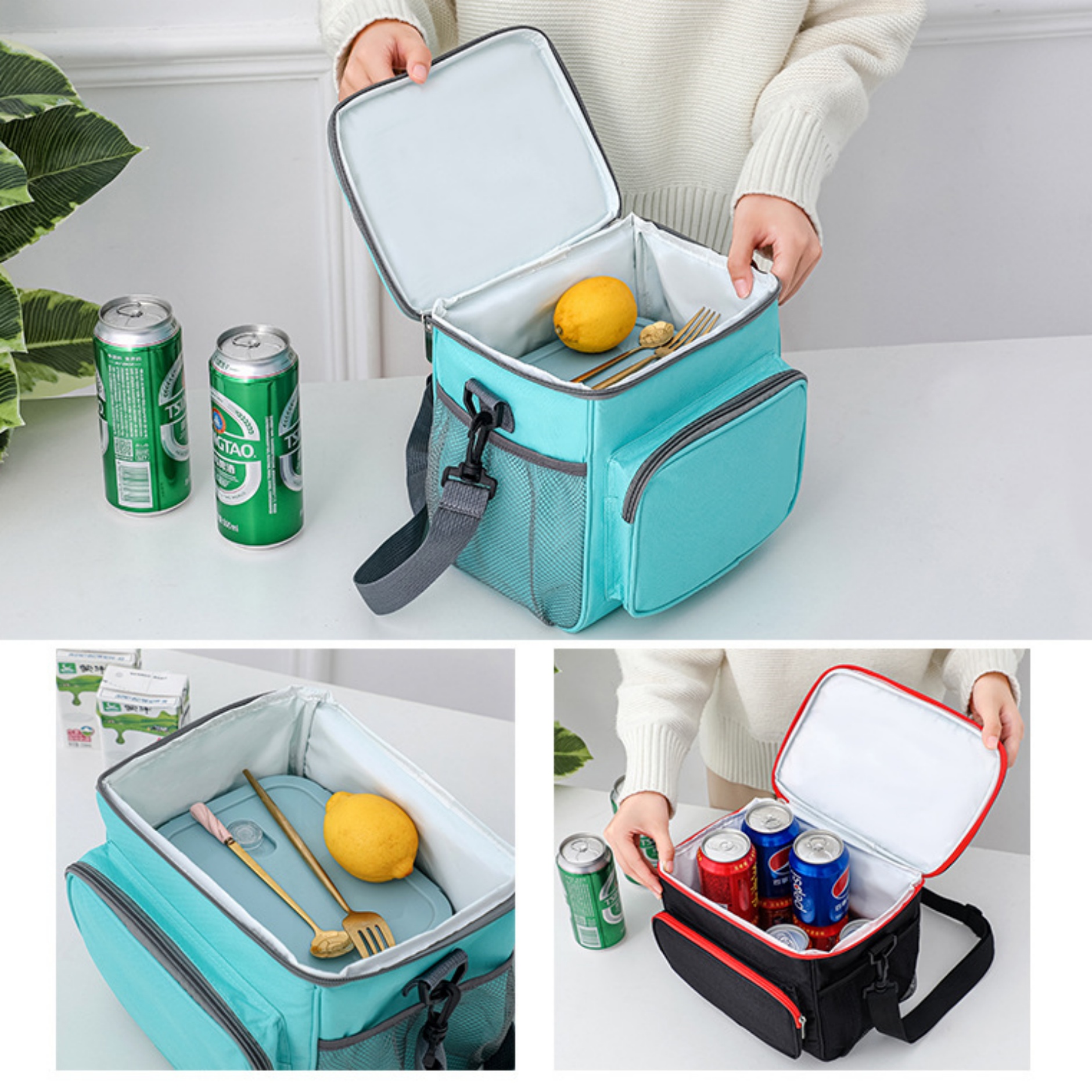 Insulated Reusable Lunch Bag with Adjustable Shoulder Strap 2