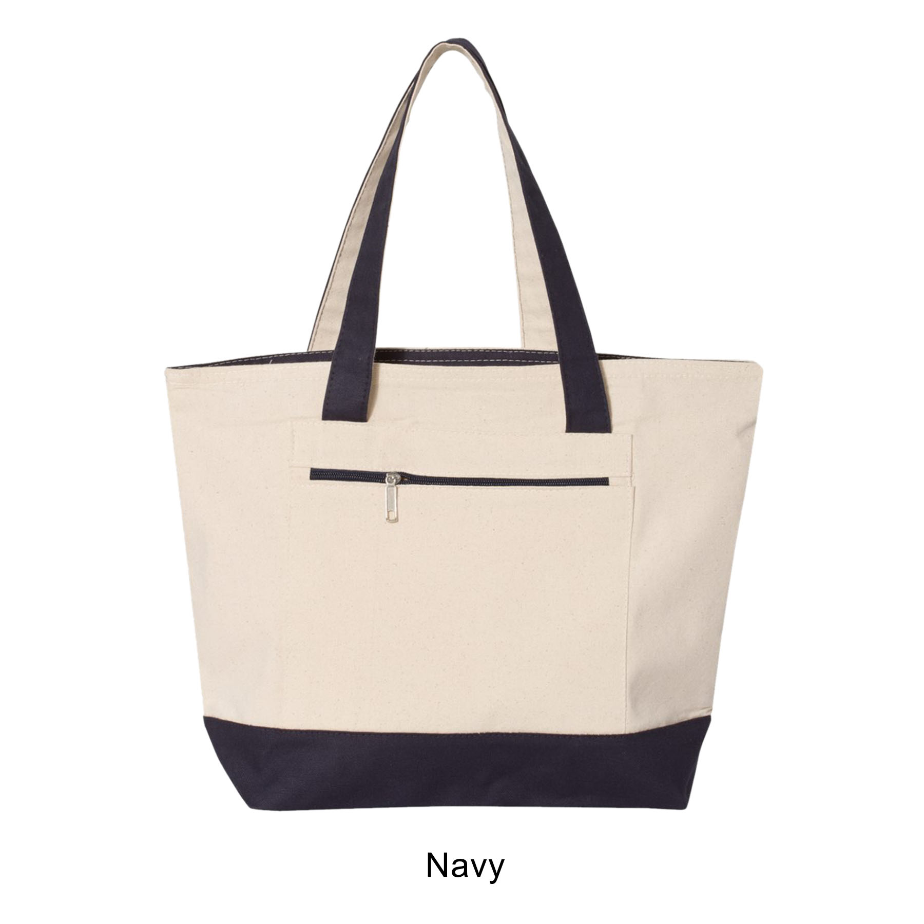 12 oz. Heavy Cotton Canvas Two Tone Zippered Tote Bag-Low MOQ 30 & 9 Colors 10