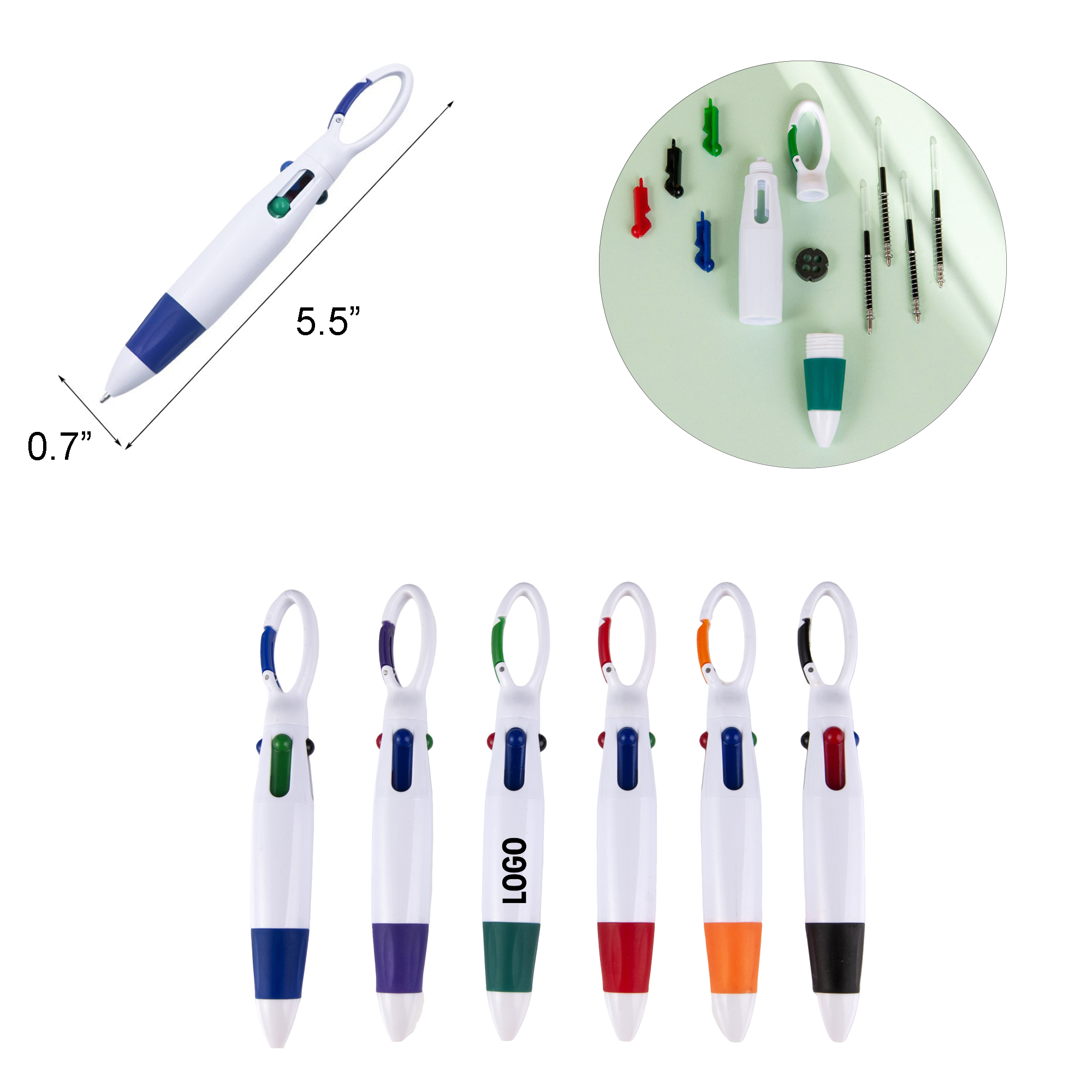 Portable Plastic Writing Pen With Loop Attachment, custom pen with logo imprint 2