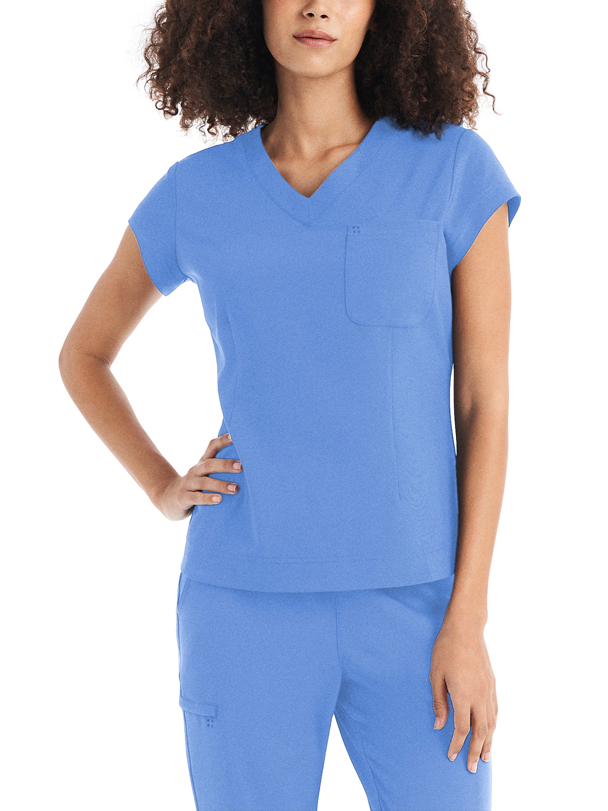 White Cross - CRFT - Women's One-Pocket V-Neck Top