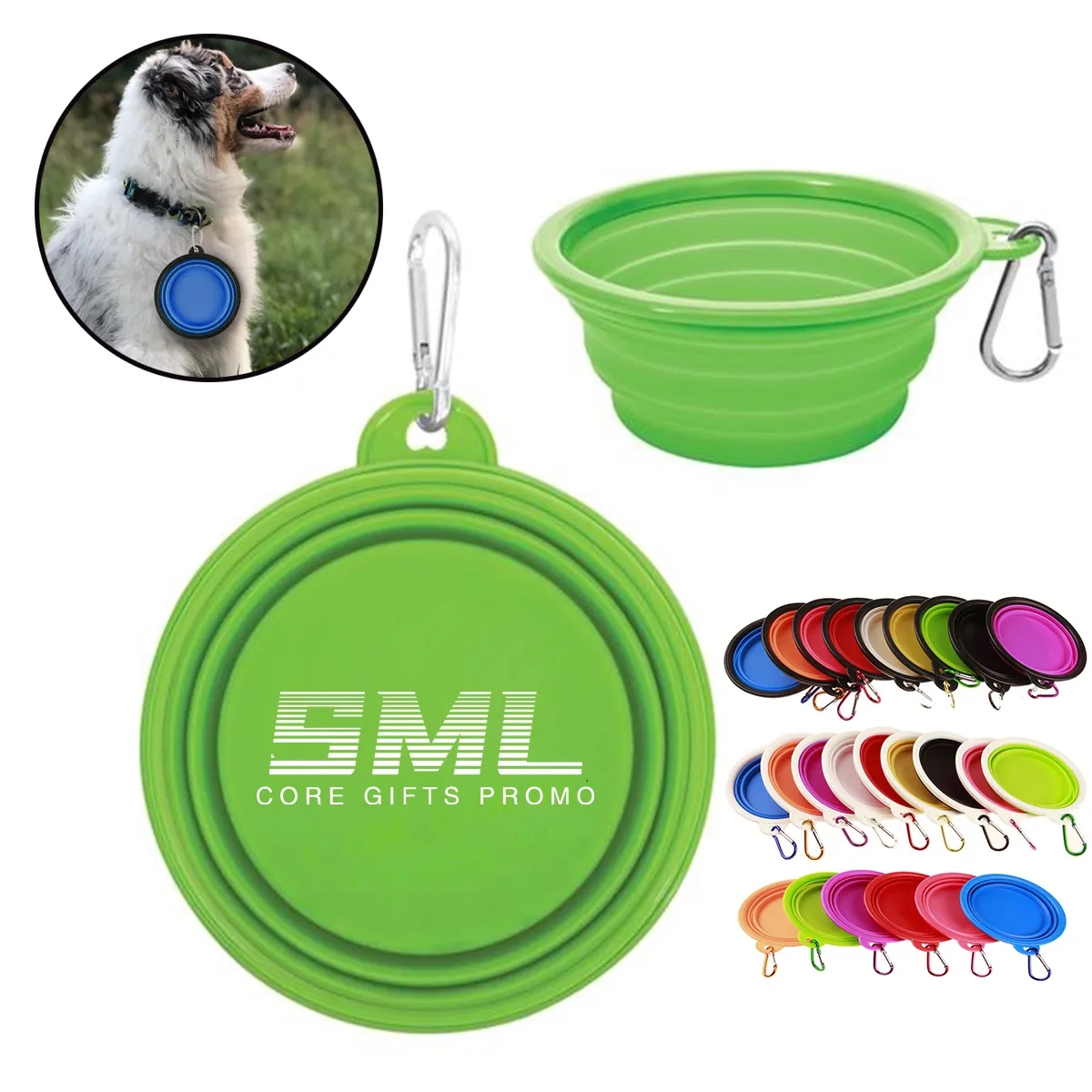 12oz Portable Collapsible Pet Bowl Carabiner Clip 2