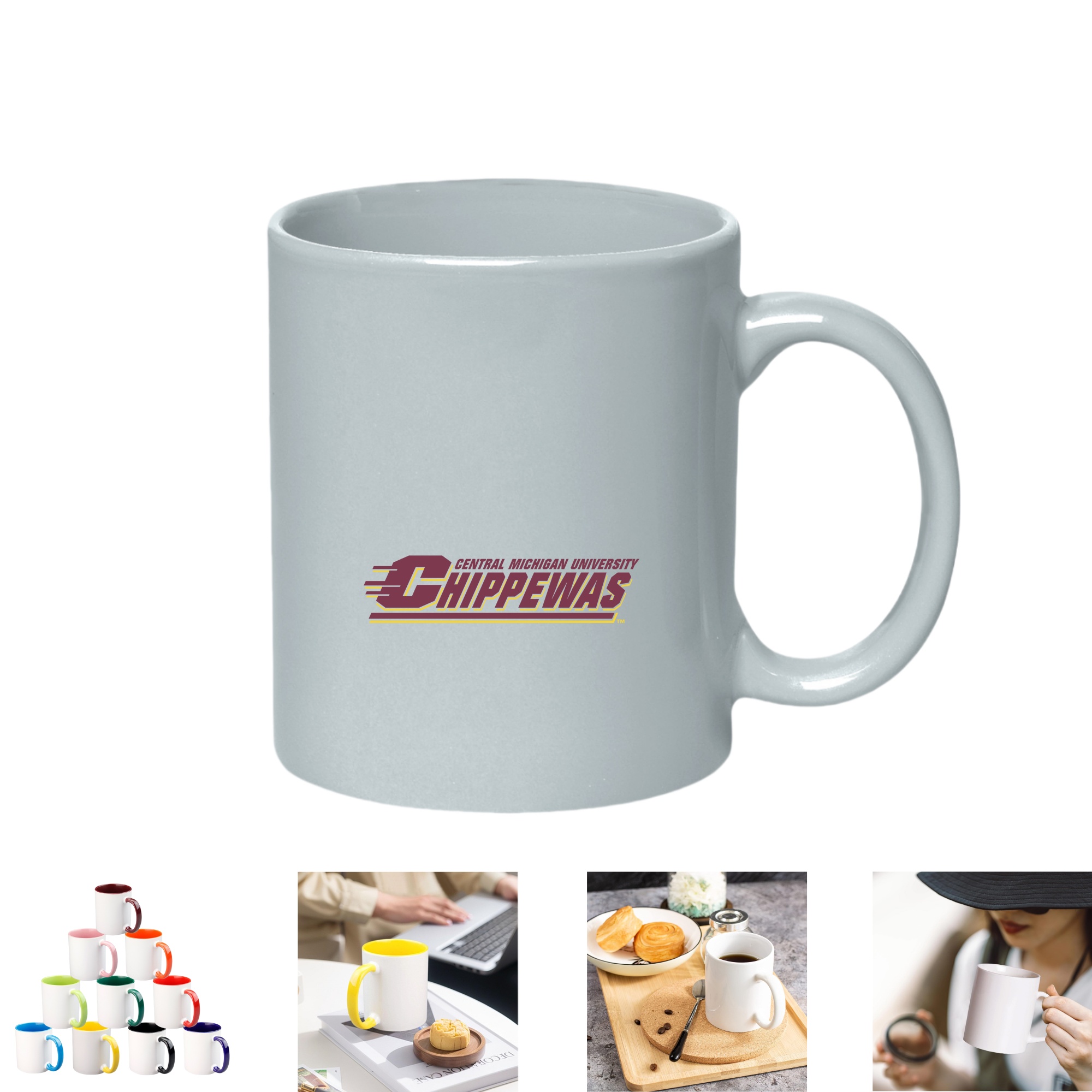 11 Oz Ceramic Coffee Mugs with C-Handle 2