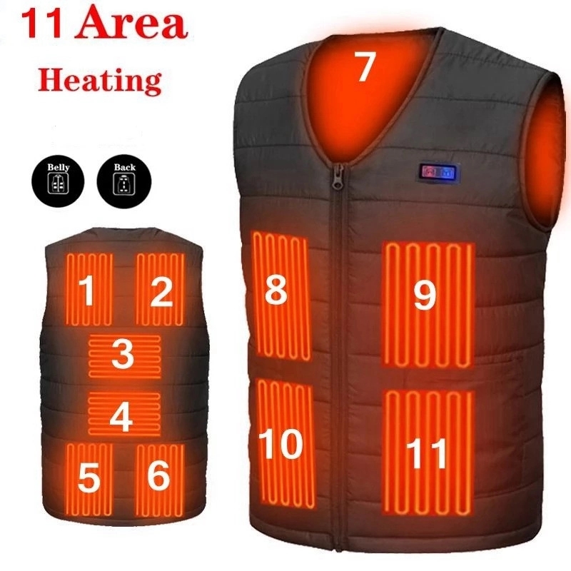 11 Zones Heating Vest For Men/Women ,V-neck USB Heated Coat 2