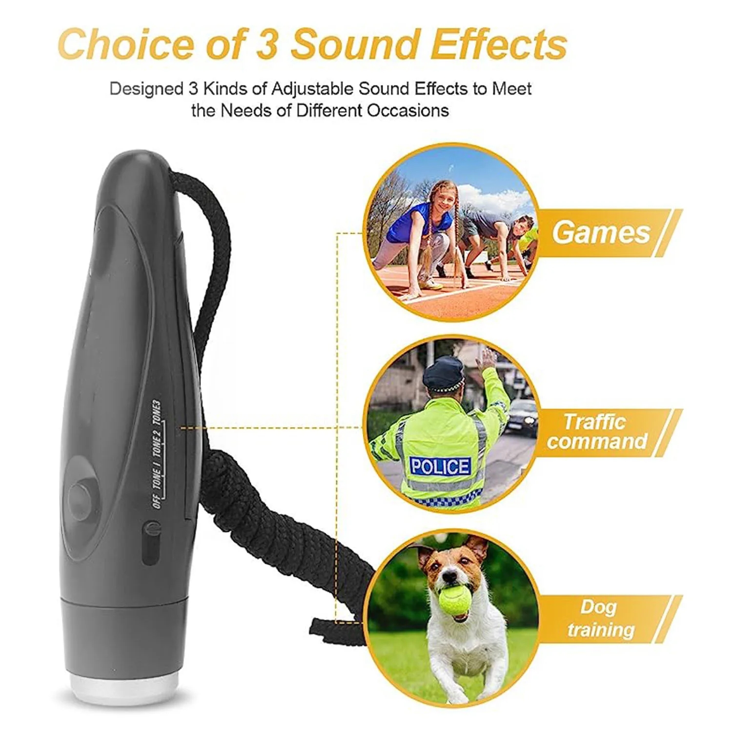 Rechargeable High-Decibel Tri-Tone Electronic Whistle 3