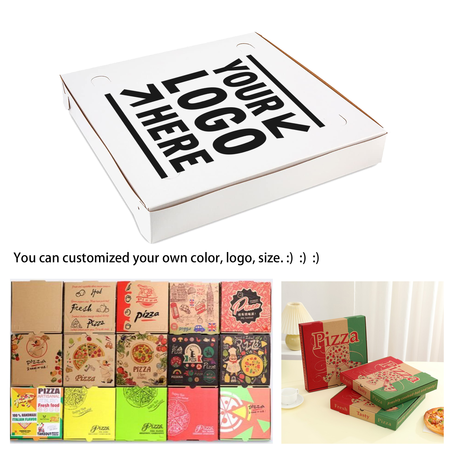 16 inch White Pizza Box 16 9/16" x 16 9/16" x 1 15/16"