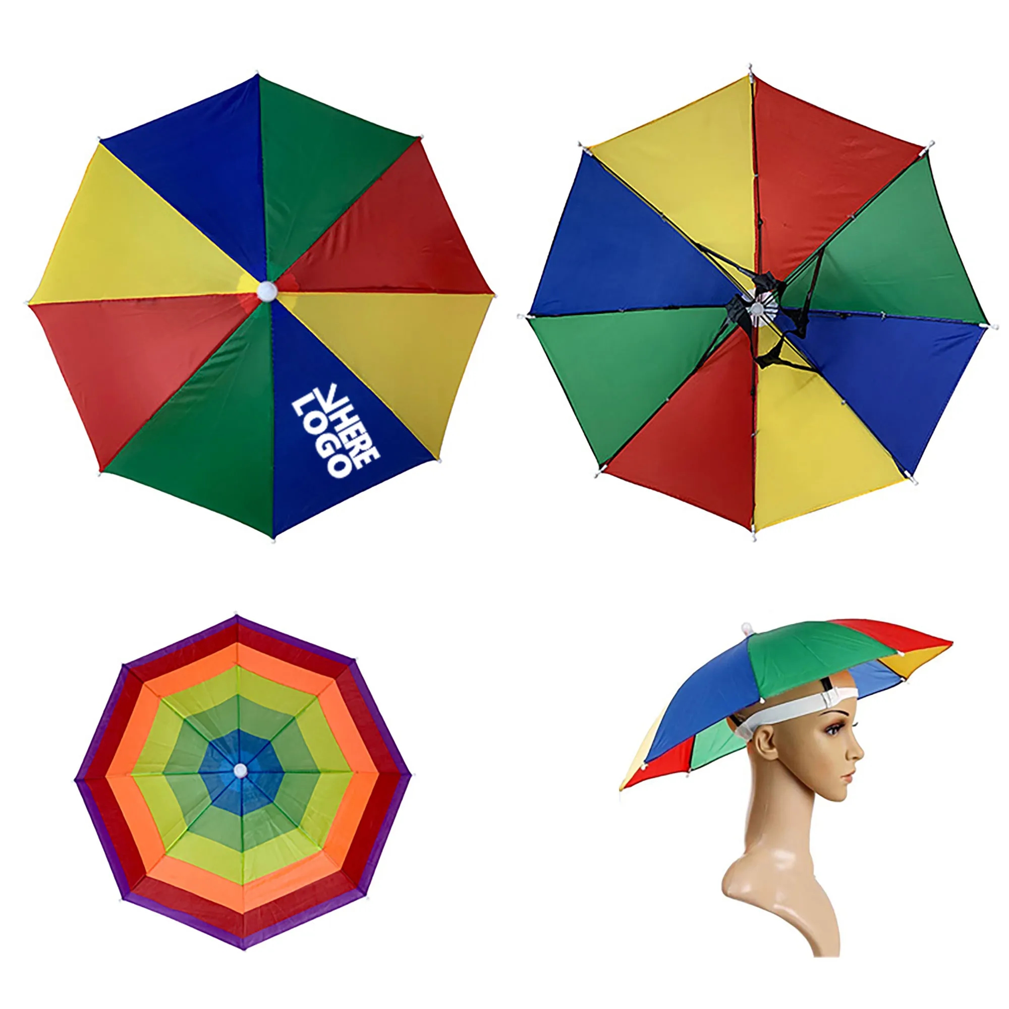20.5 Diameter Adjustable Sun-rain Umbrella Hat 2