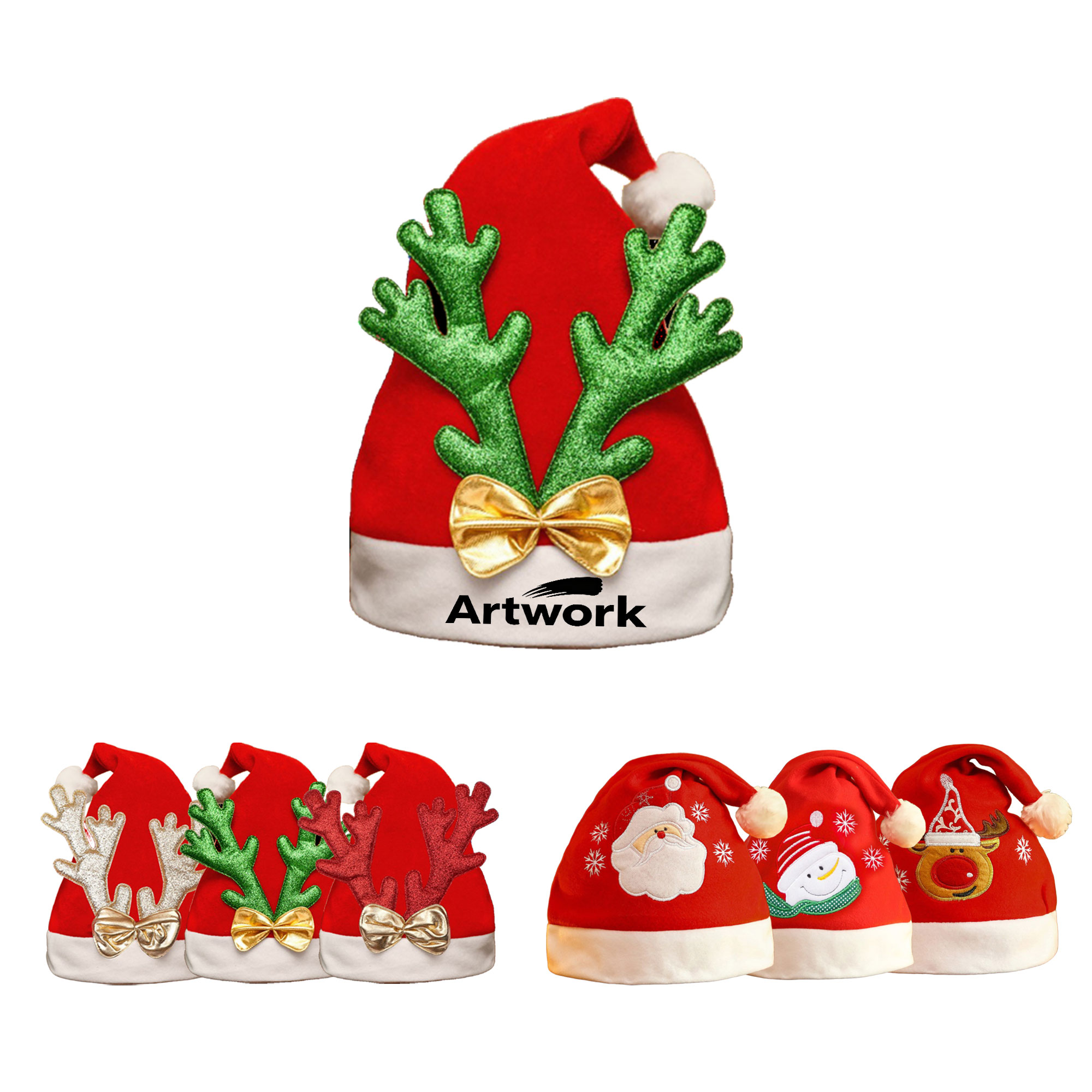 Santa Hat W/Reindeer Antlers 3