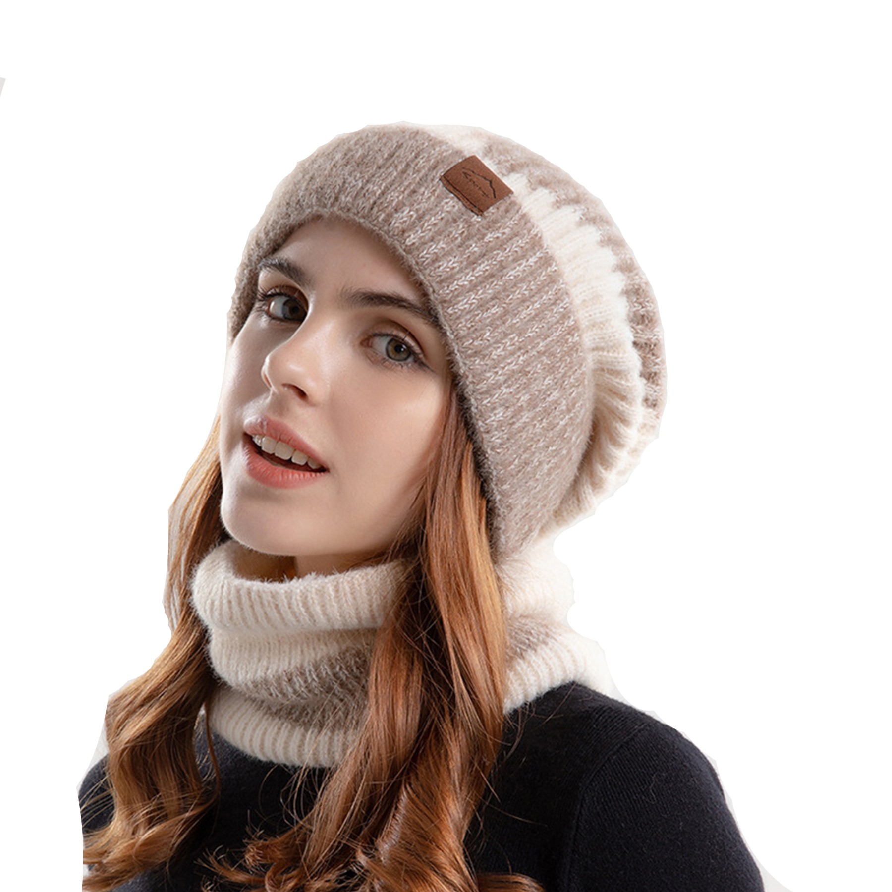 2PCS Bi-color Chunky Beanie Neck Gaiter Set 3