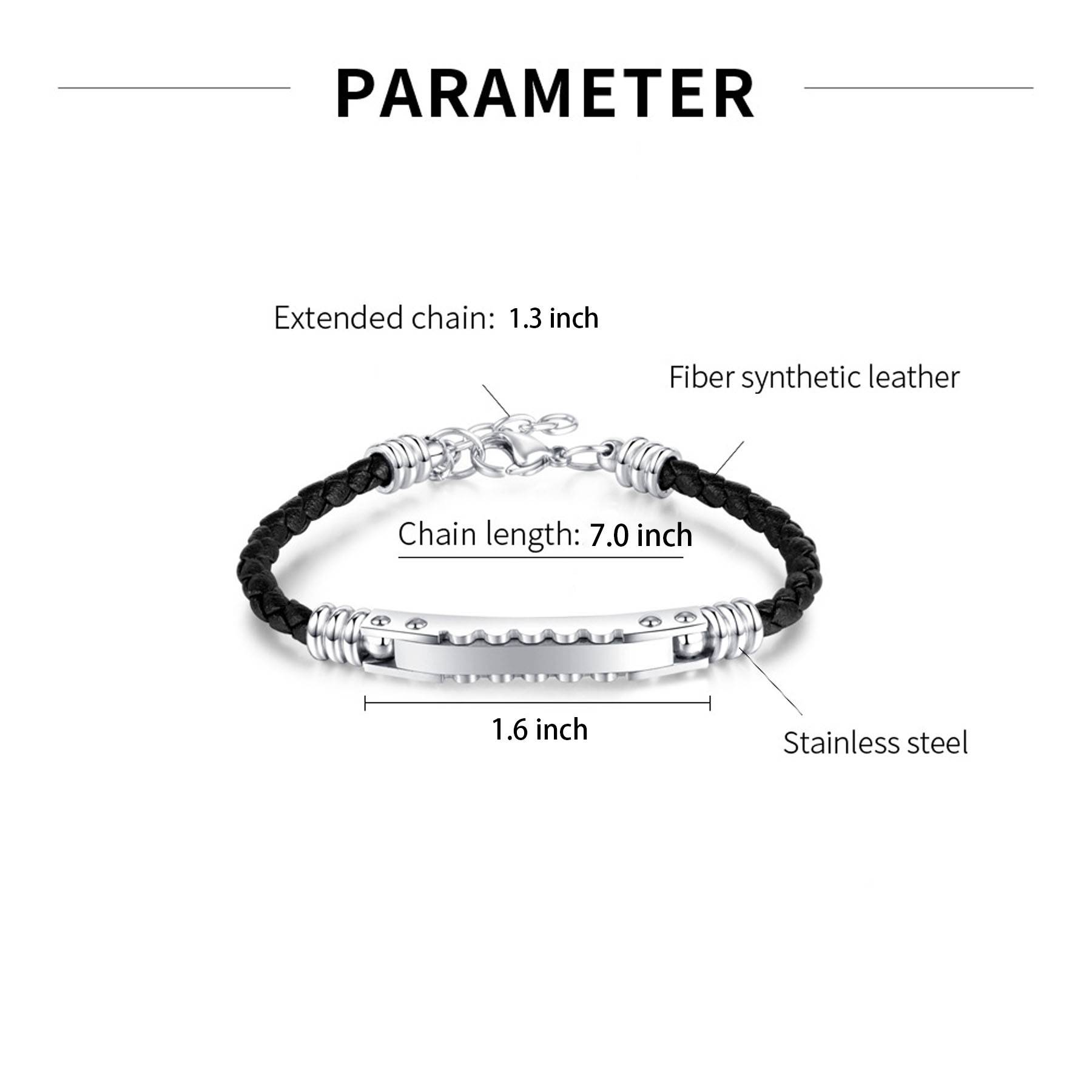 Stainless steel woven leather bracelet 3
