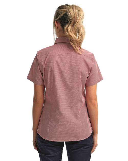 Women's Microcheck Gingham Short Sleeve Cotton Dress Shirt - RP321 22