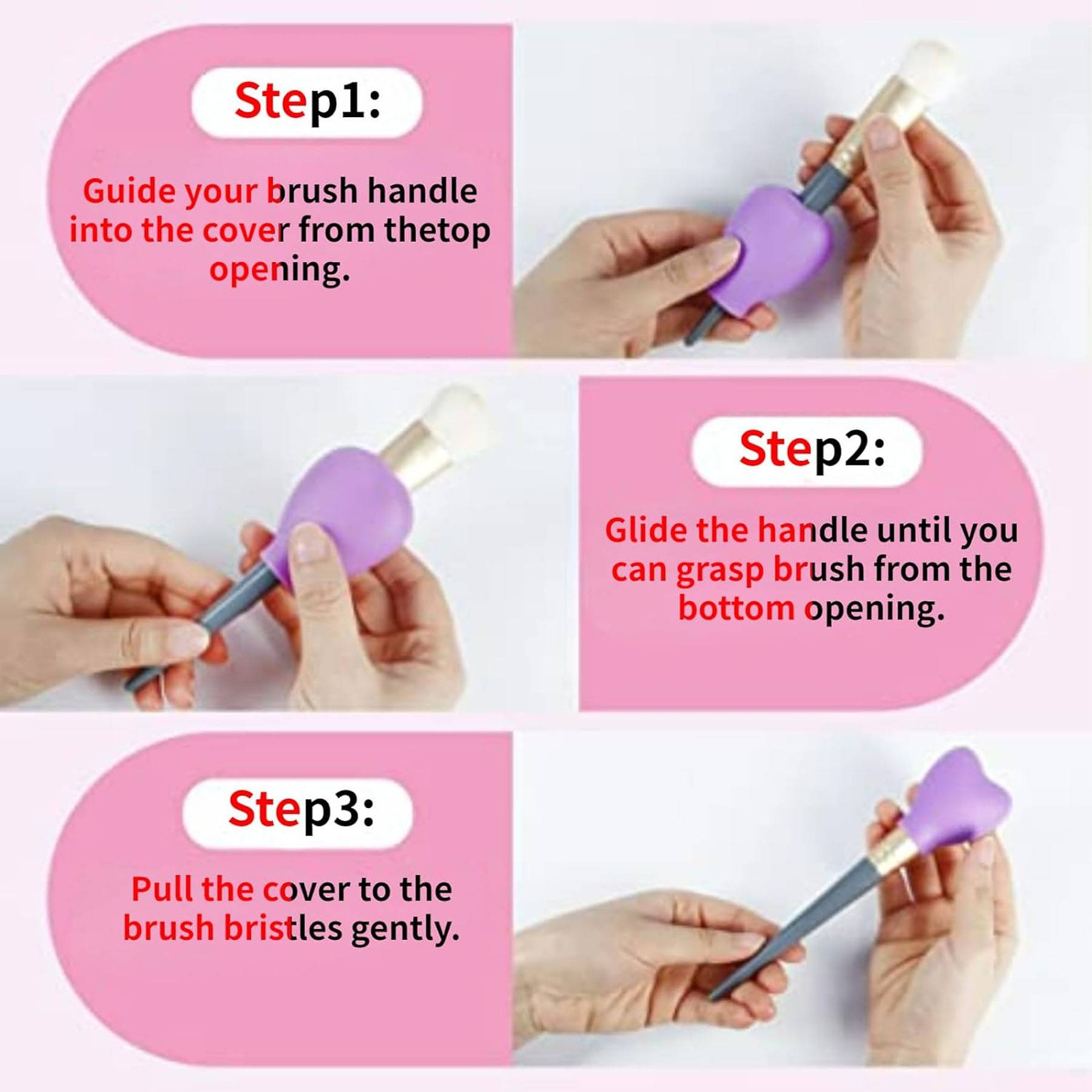 Silicone Heart Shaped Cosmetic Brush Guard Cap 12