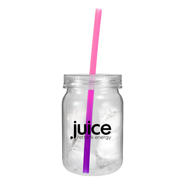 24 oz. Plastic Mason Jar with Mood™ Straw 4